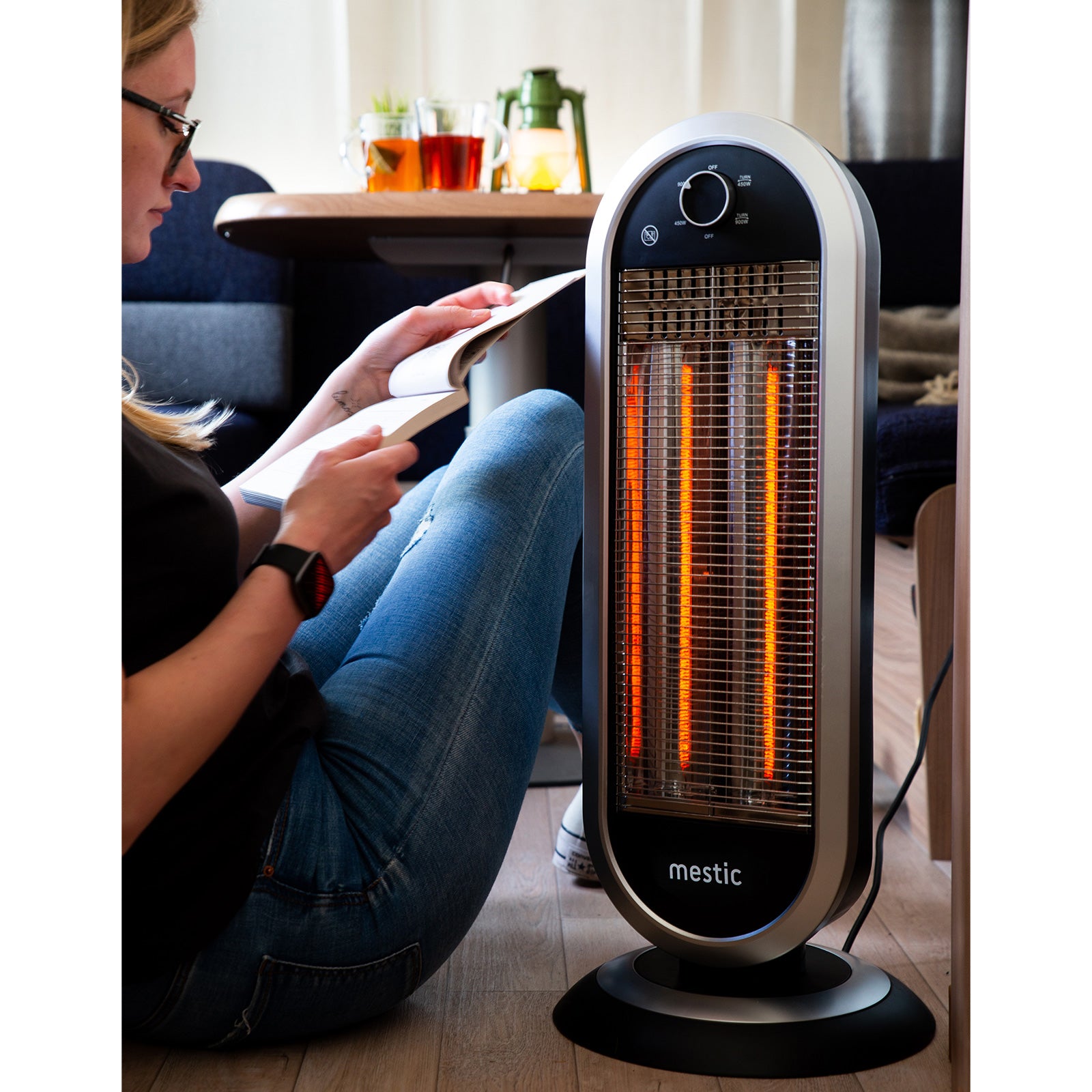 MESTIC infraroodstraler MCK-400 voor op de camping of het terras, oscillerend, carbon, 900 W