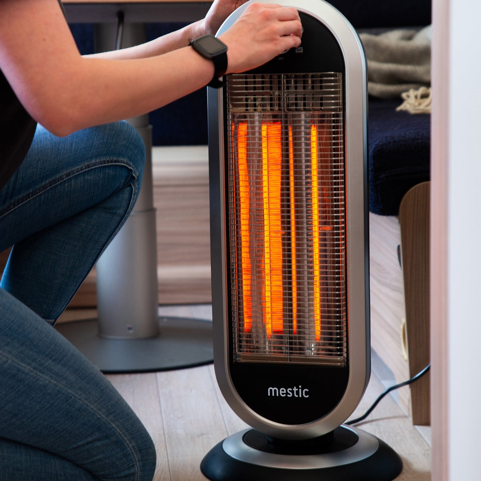 MESTIC infraroodstraler MCK-400 voor op de camping of het terras, oscillerend, carbon, 900 W