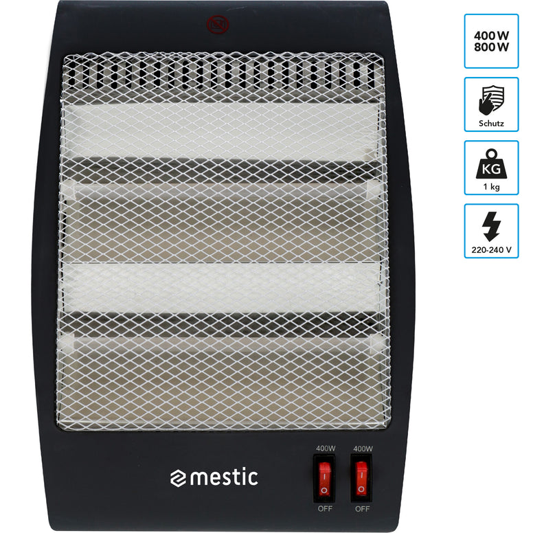 MESTIC Quarz Heizstrahler MQK-200 Camping Halogen Elektro Stand Heizung 800 W