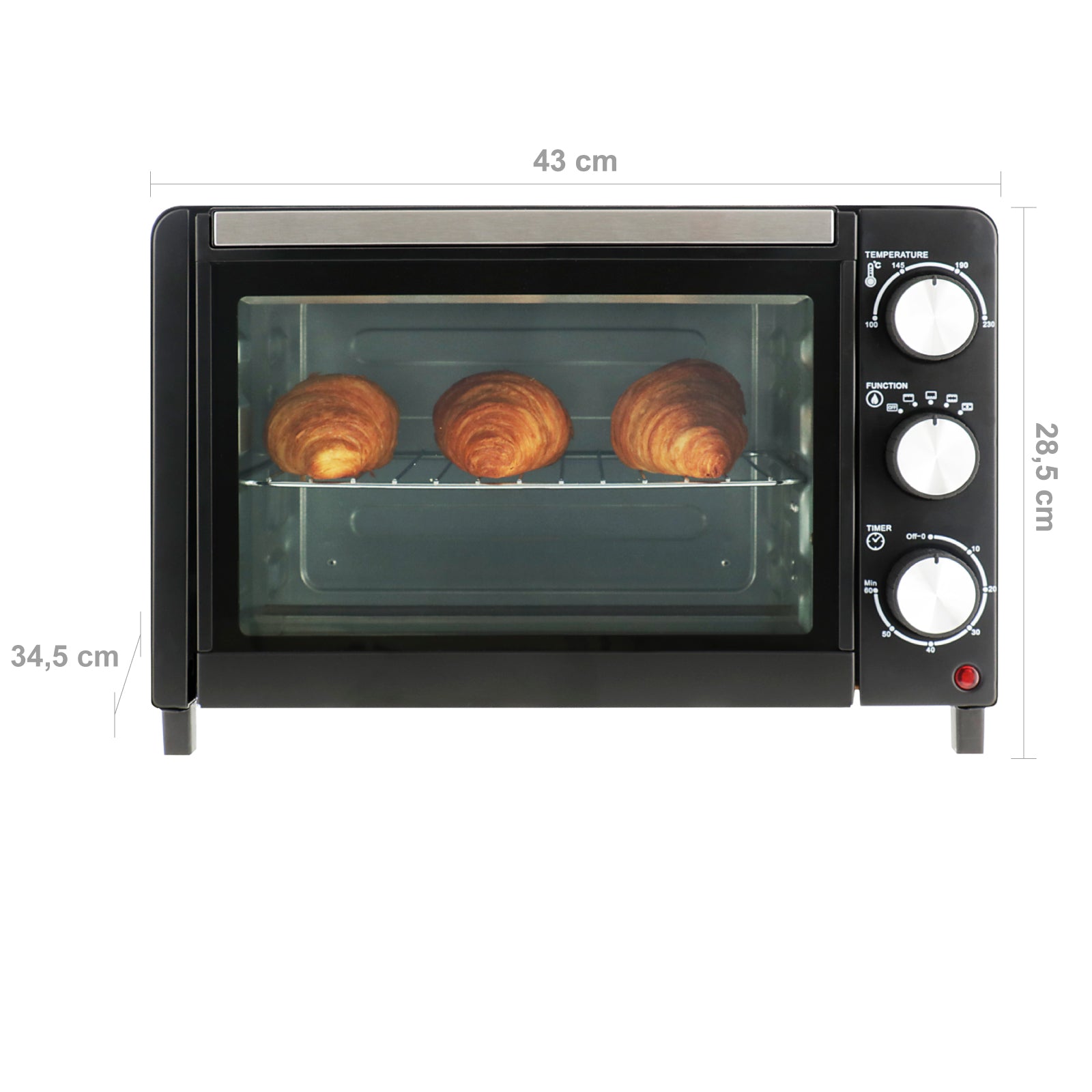 MESTIC Camping Backofen Umluft MHO-120 Mini Tisch Pizza Ofen Timer Klein 800 W