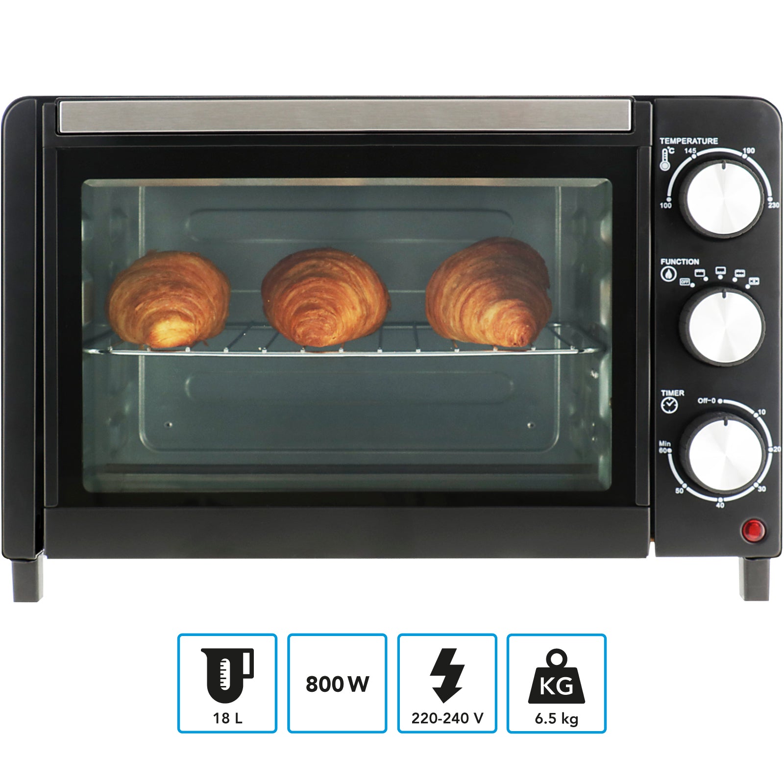 MESTIC Campingoven met hetelucht MHO-120 Mini-tafelpizzaoven met timer, klein, 800 W