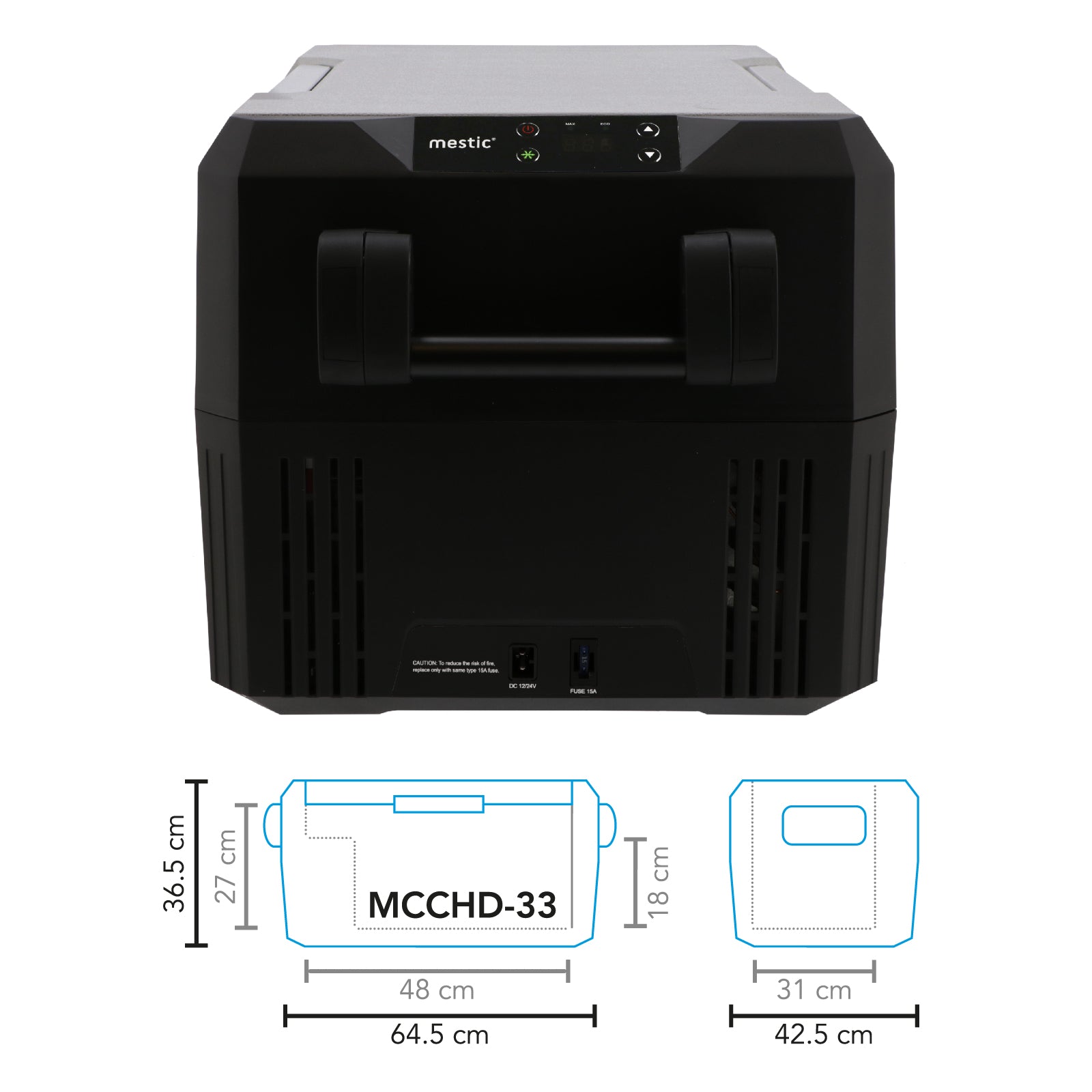 Glacière à compresseur MESTIC MCCHD-33 L pour voiture et camping, AC/DC 12/24 V 230 V