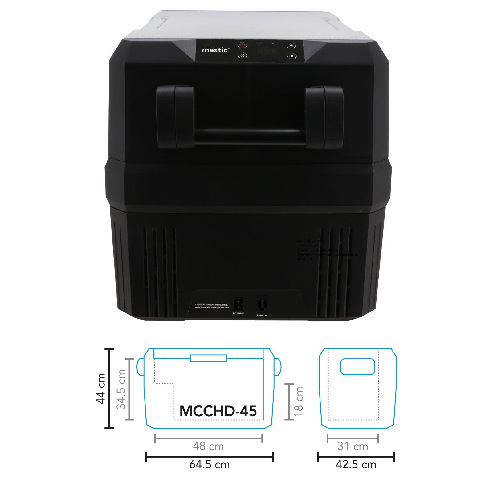 Glacière à compresseur MESTIC MCCHD-45 L pour voiture et camping, AC/DC 12/24 V 230 V