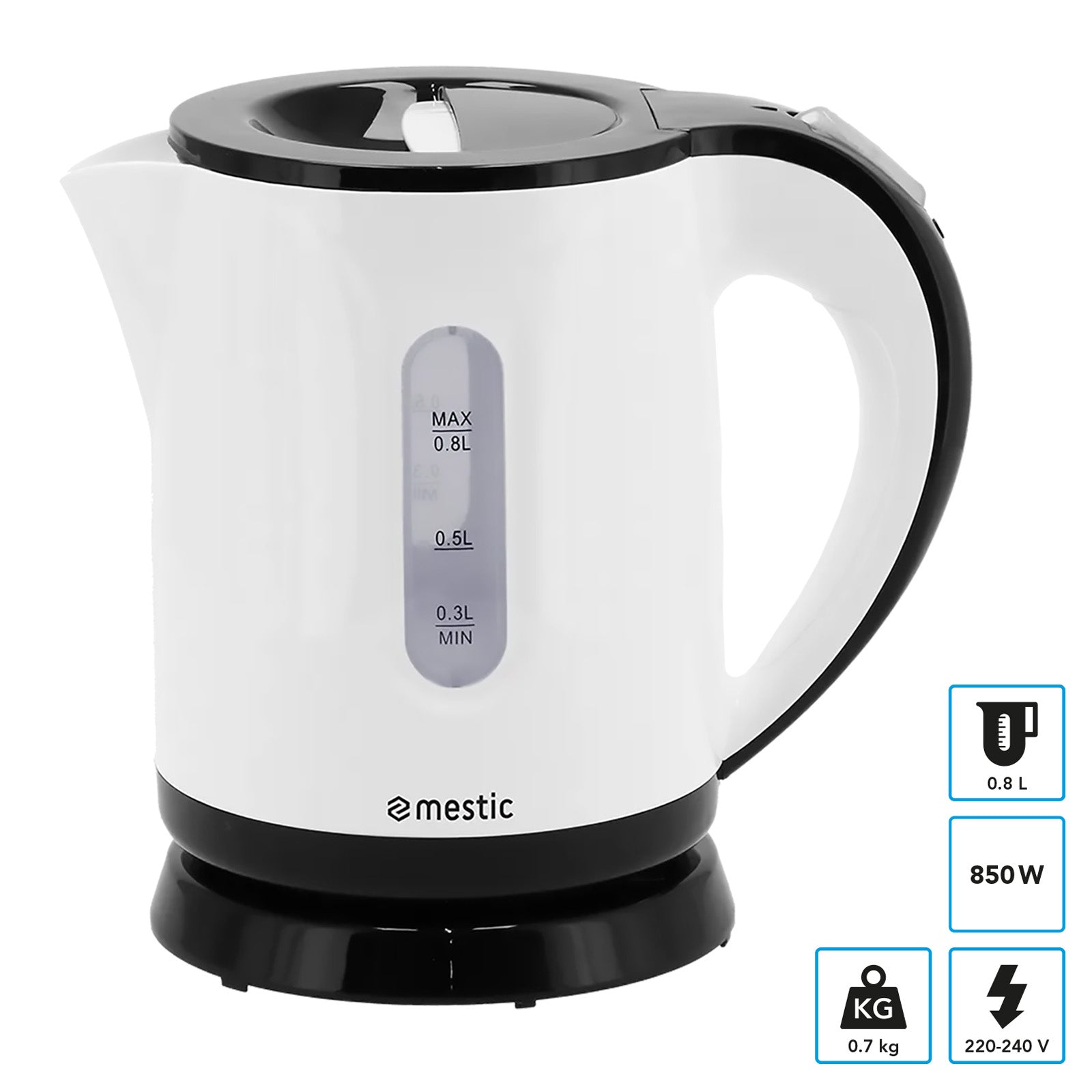 MESTIC Reise Wasserkocher MWC100 Camping Wasser Kocher Kessel Kabellos 0,8L 850W