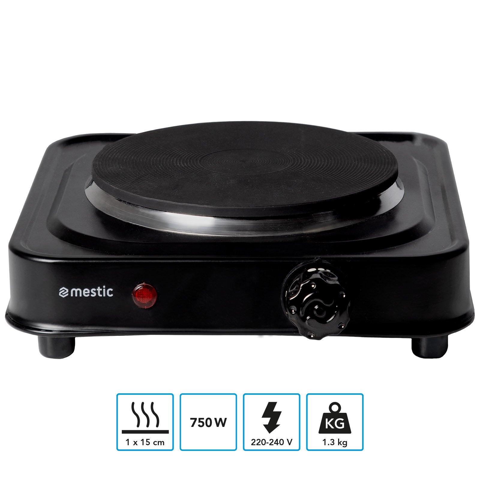 MESTIC Einzel Kochplatte MKT120 Kochfeld Elektro Herd Platte Camping Kocher 750W