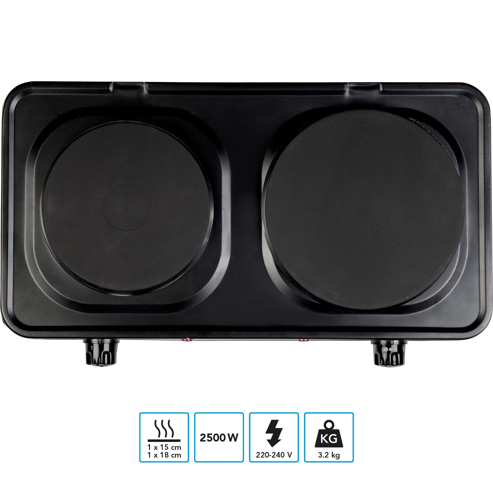 Plaque de cuisson double MESTIC MKT200 plaque de cuisson électrique camping aluminium 2500W
