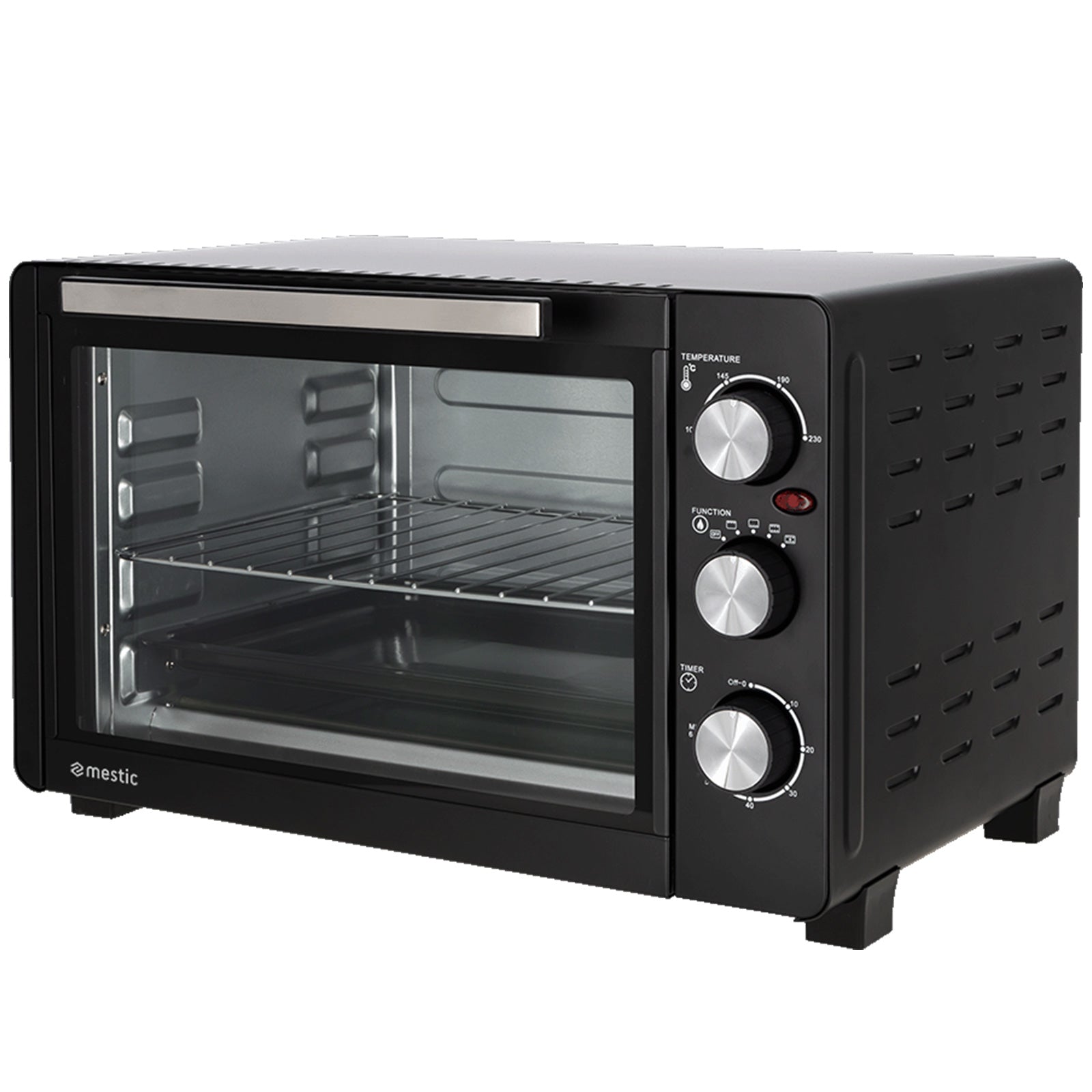 MESTIC Camping Backofen Umluft MHO-130 Mini Tisch Pizza Ofen Timer Klein 1200 W