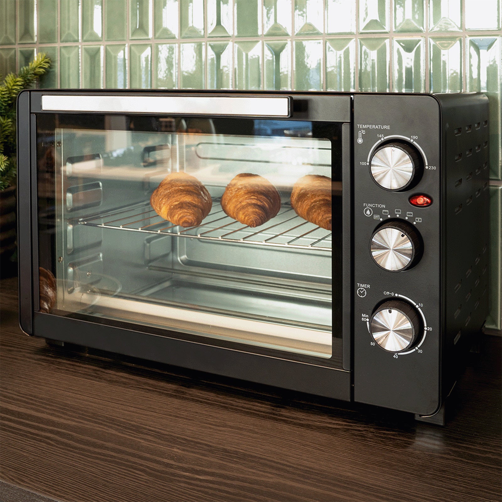 MESTIC Camping Backofen Umluft MHO-130 Mini Tisch Pizza Ofen Timer Klein 1200 W