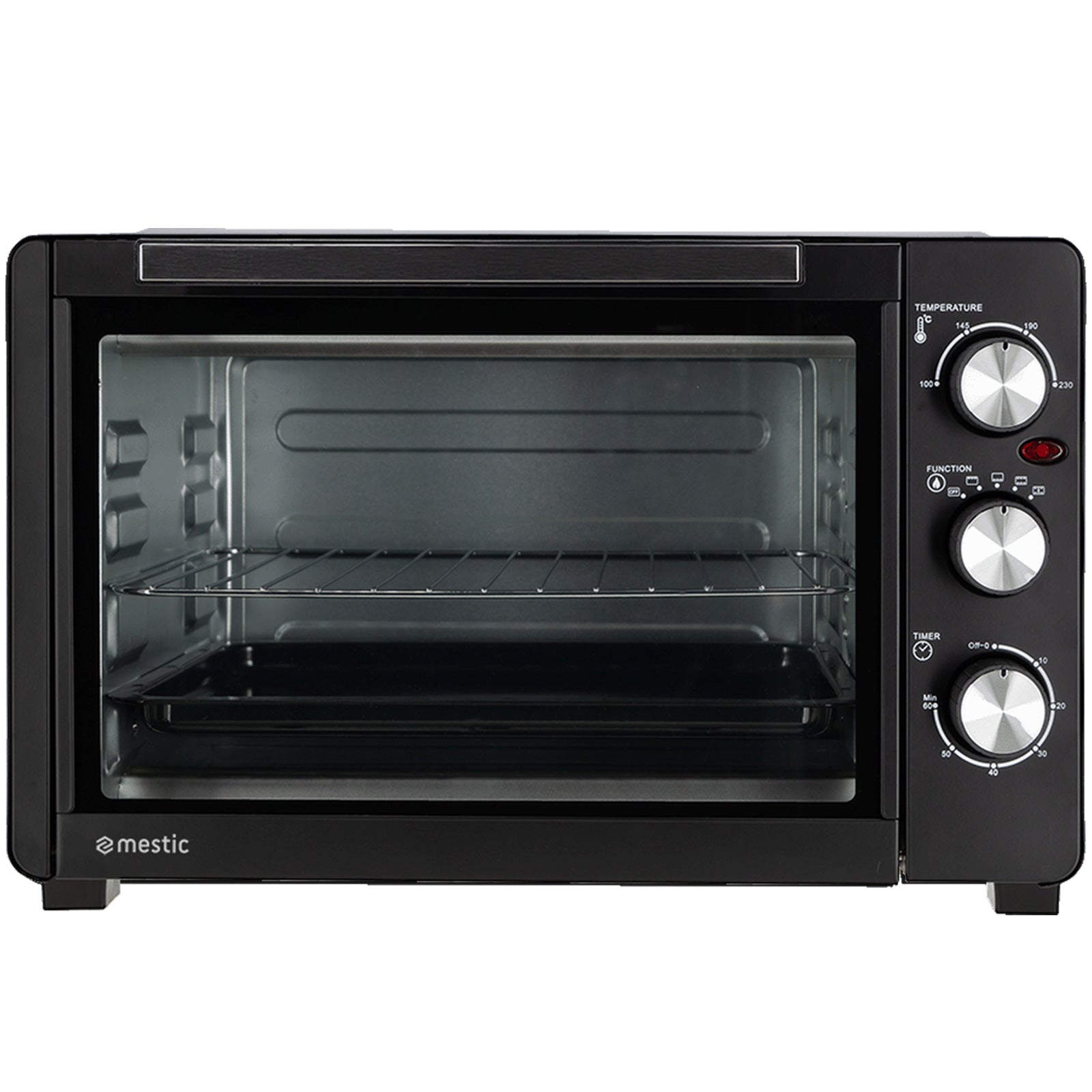 MESTIC Camping Backofen Umluft MHO-130 Mini Tisch Pizza Ofen Timer Klein 1200 W