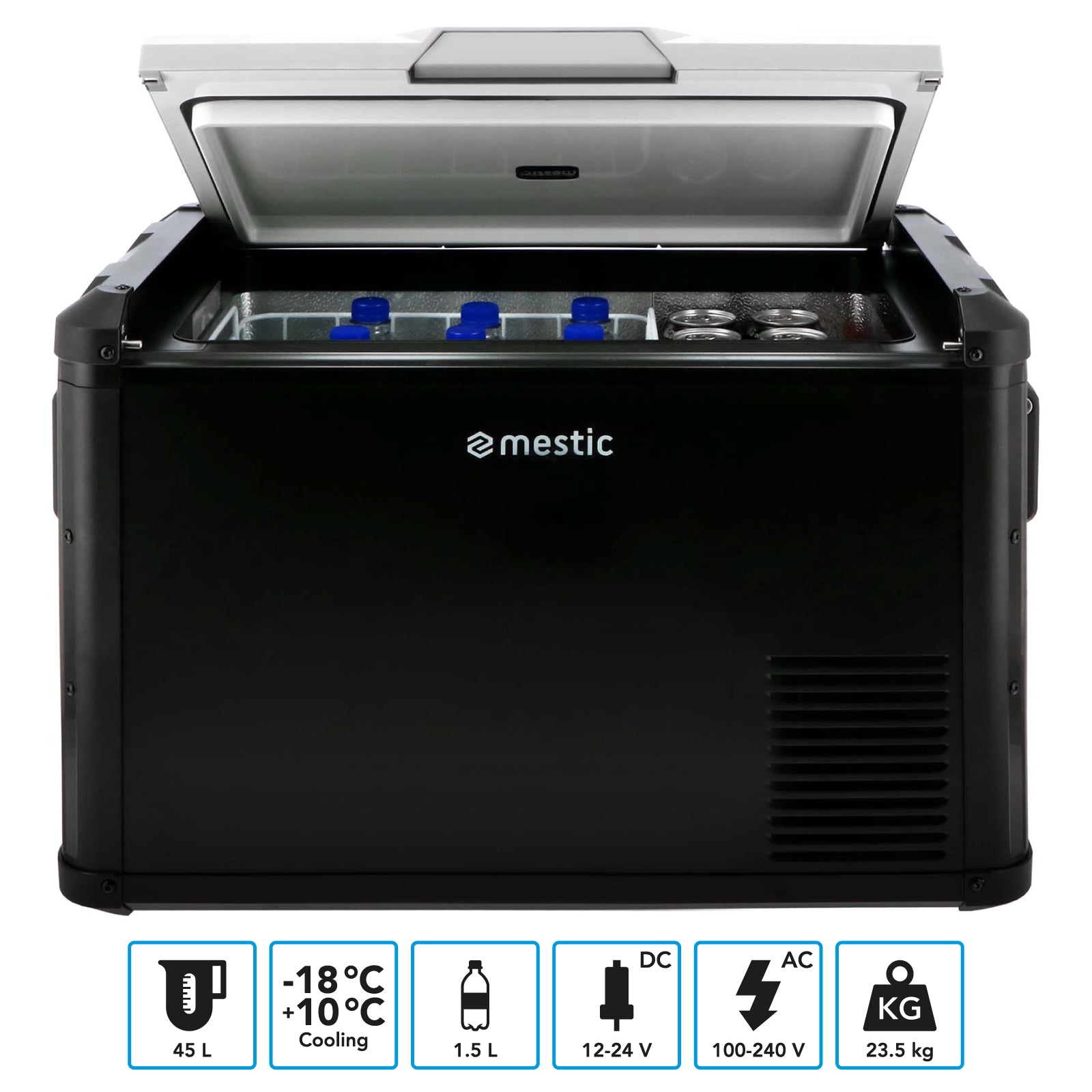 MESTIC Kompressor Kühlbox MCCP-45 L Auto Tiefkühl Camping 12/24V AC/DC 100-240V