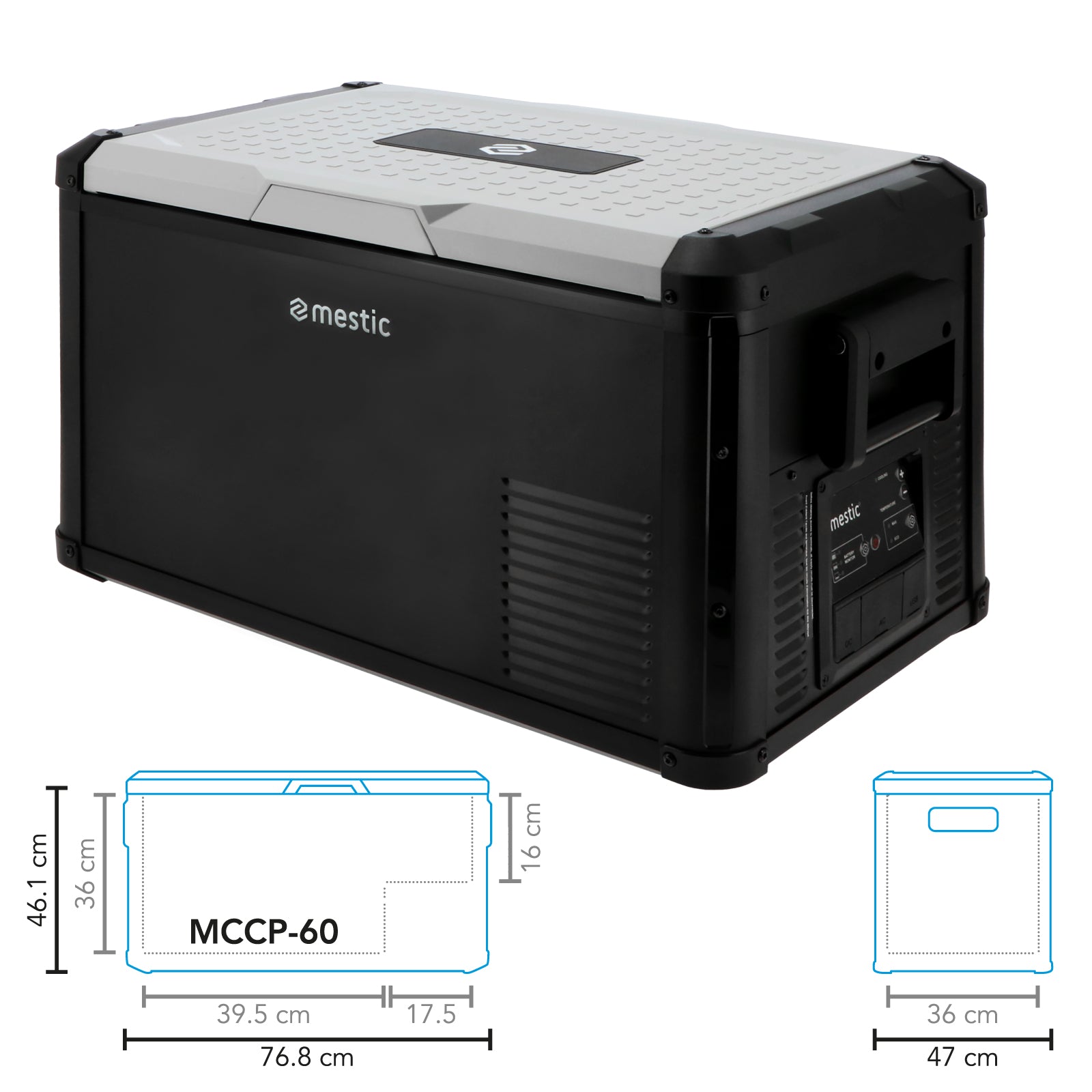 MESTIC Kompressor Kühlbox MCCP-60 L Auto Tiefkühl Camping 12/24V AC/DC 100-240V