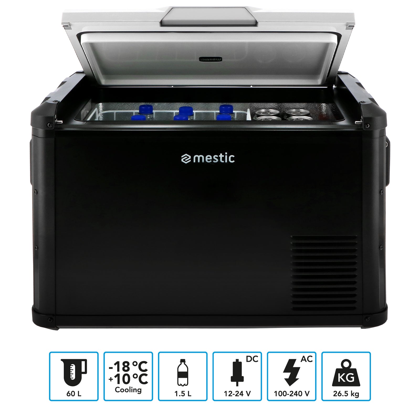 MESTIC Kompressor Kühlbox MCCP-60 L Auto Tiefkühl Camping 12/24V AC/DC 100-240V