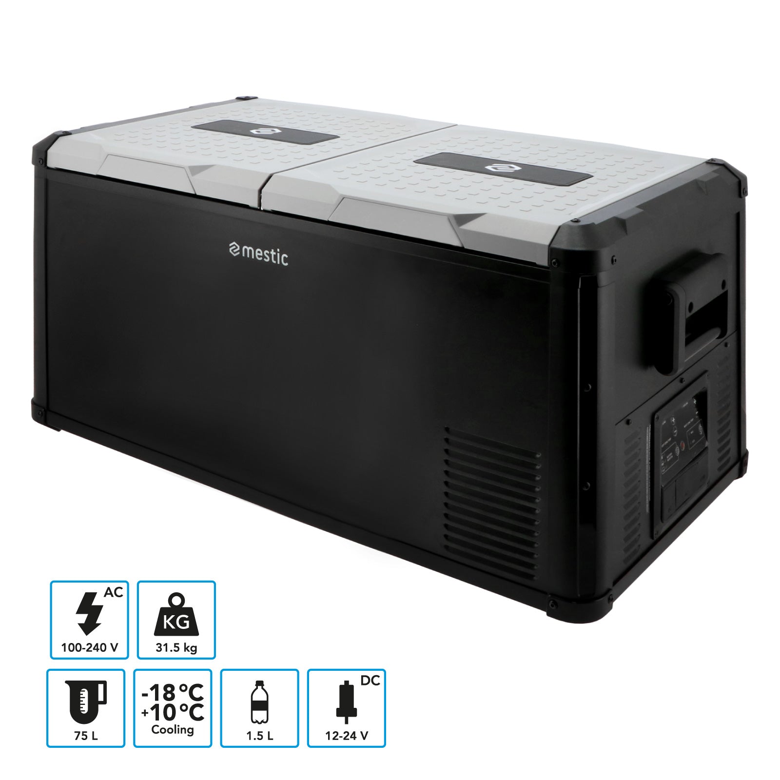 MESTIC Kompressor Kühlbox MCCP-75 L Dual Zone Auto Camping 12/24V AC/DC 100-240V