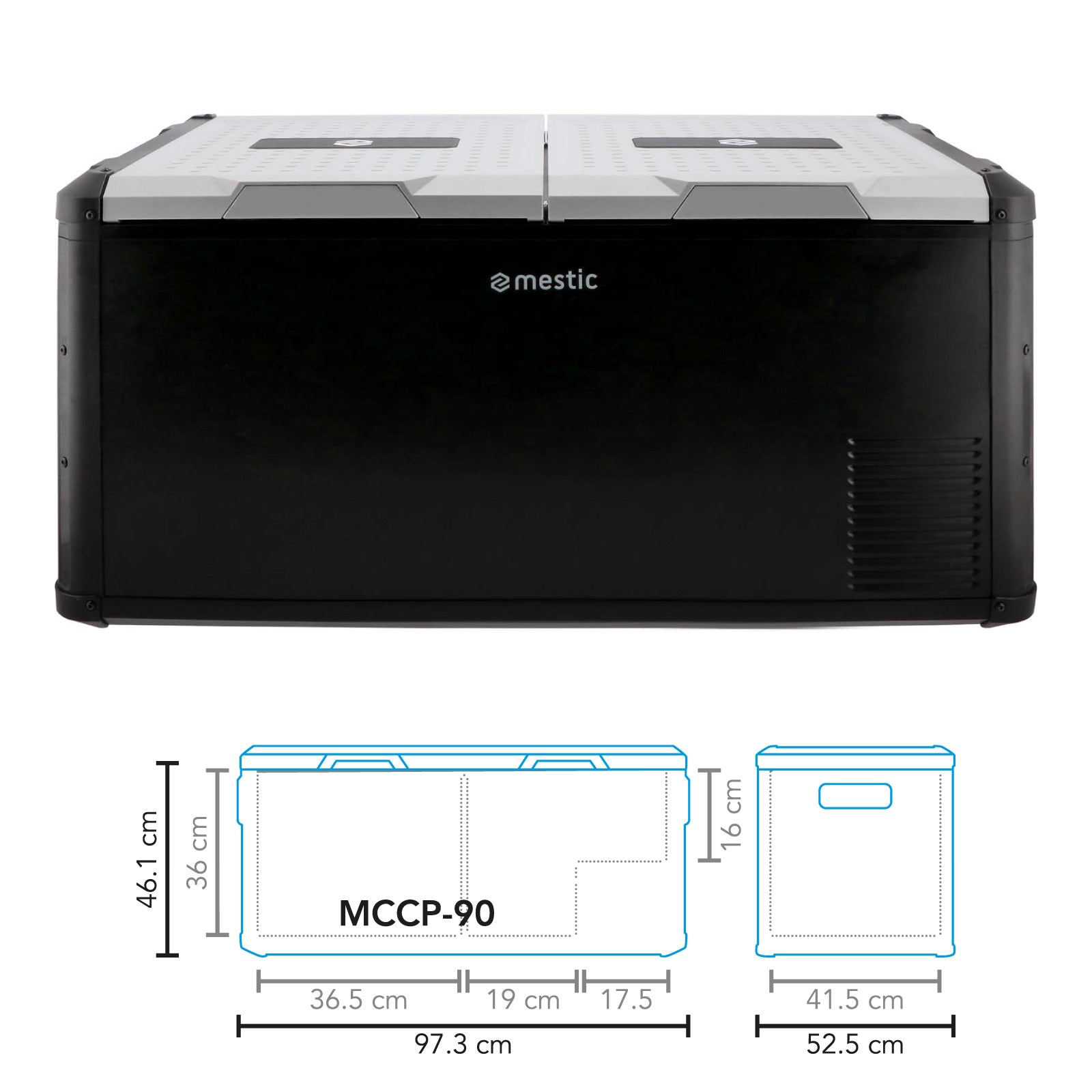 MESTIC Kompressor Kühlbox MCCP-90 L Dual Zone Auto Camping 12/24V AC/DC 100-240V