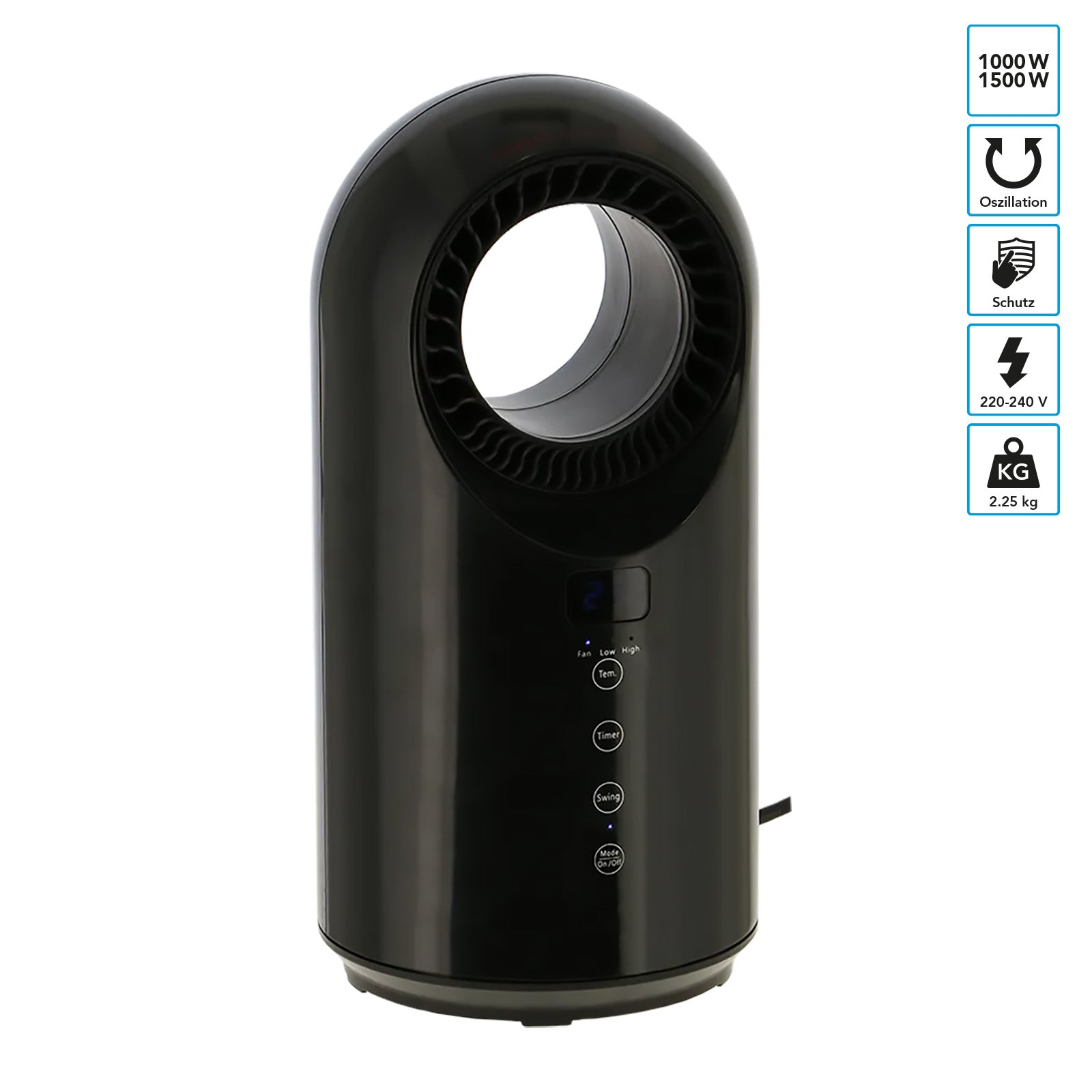 Radiateur soufflant céramique MESTIC MKK-400, chauffage électrique de camping oscillant 1 500 W