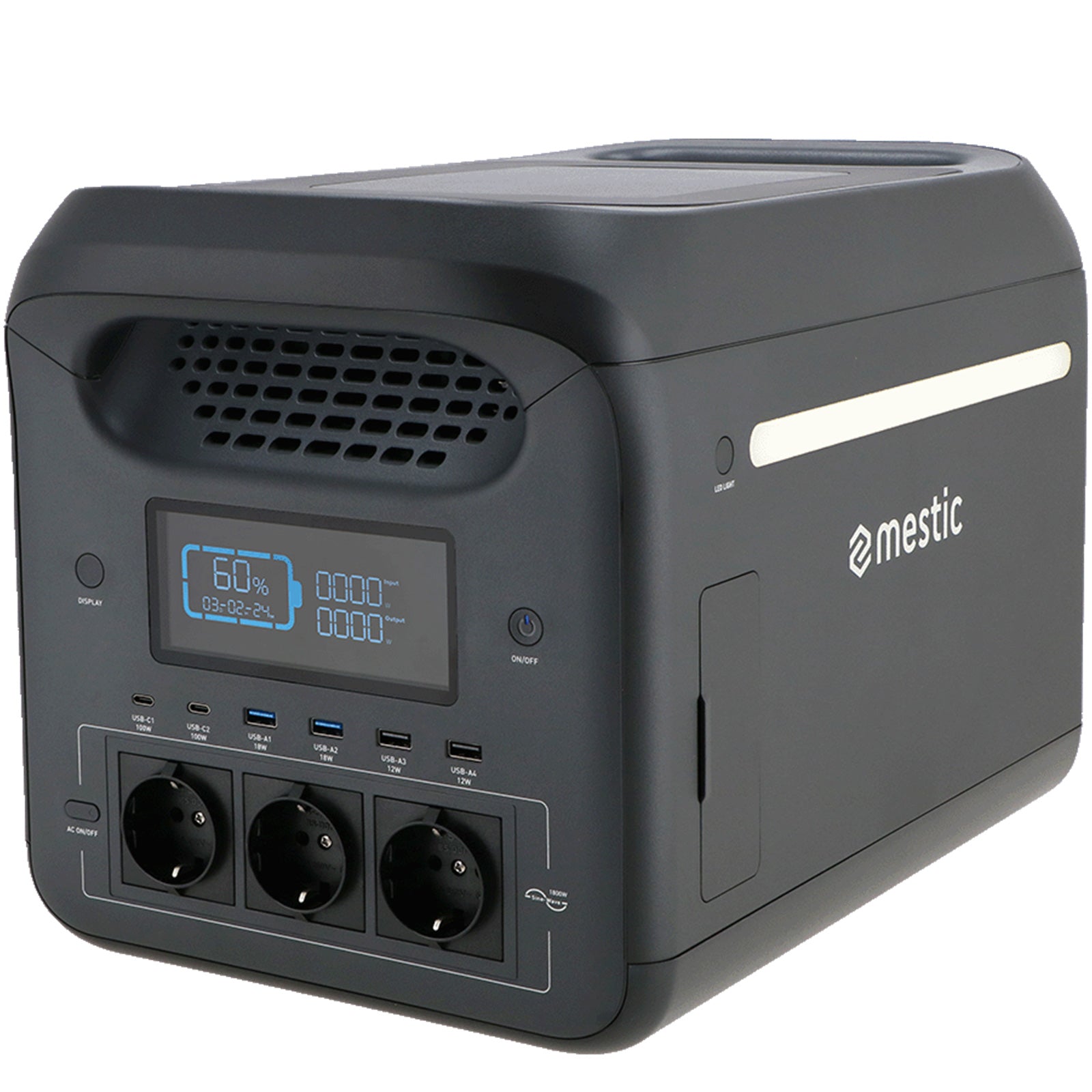 MESTIC Tragbare Powerstation MPS-1800 Camping Solar Generator PO4 1800W 1226Wh