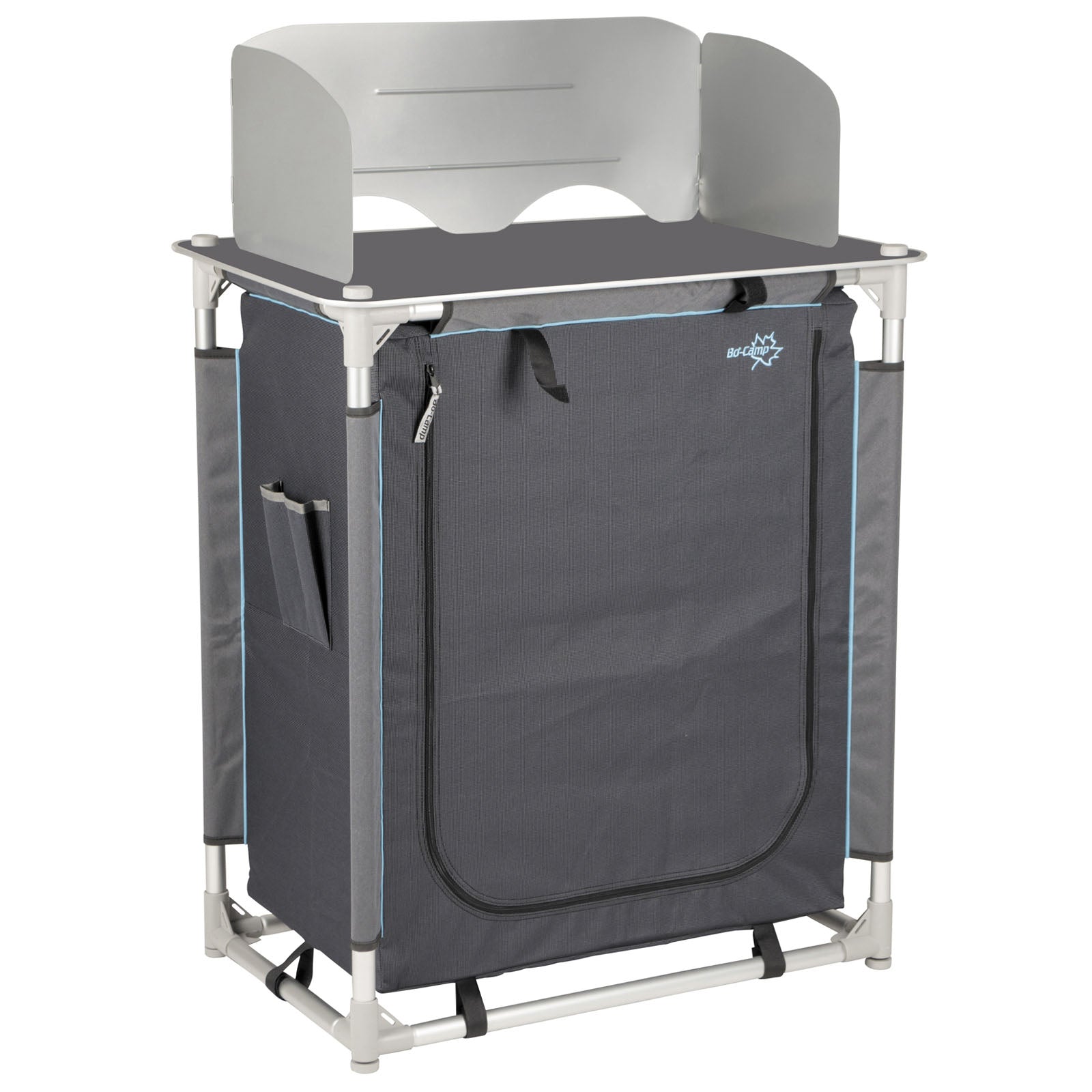 BO-CAMP Camping Reise Küche Moraine Küchen Box Falt Schrank Tisch Windschutz Alu