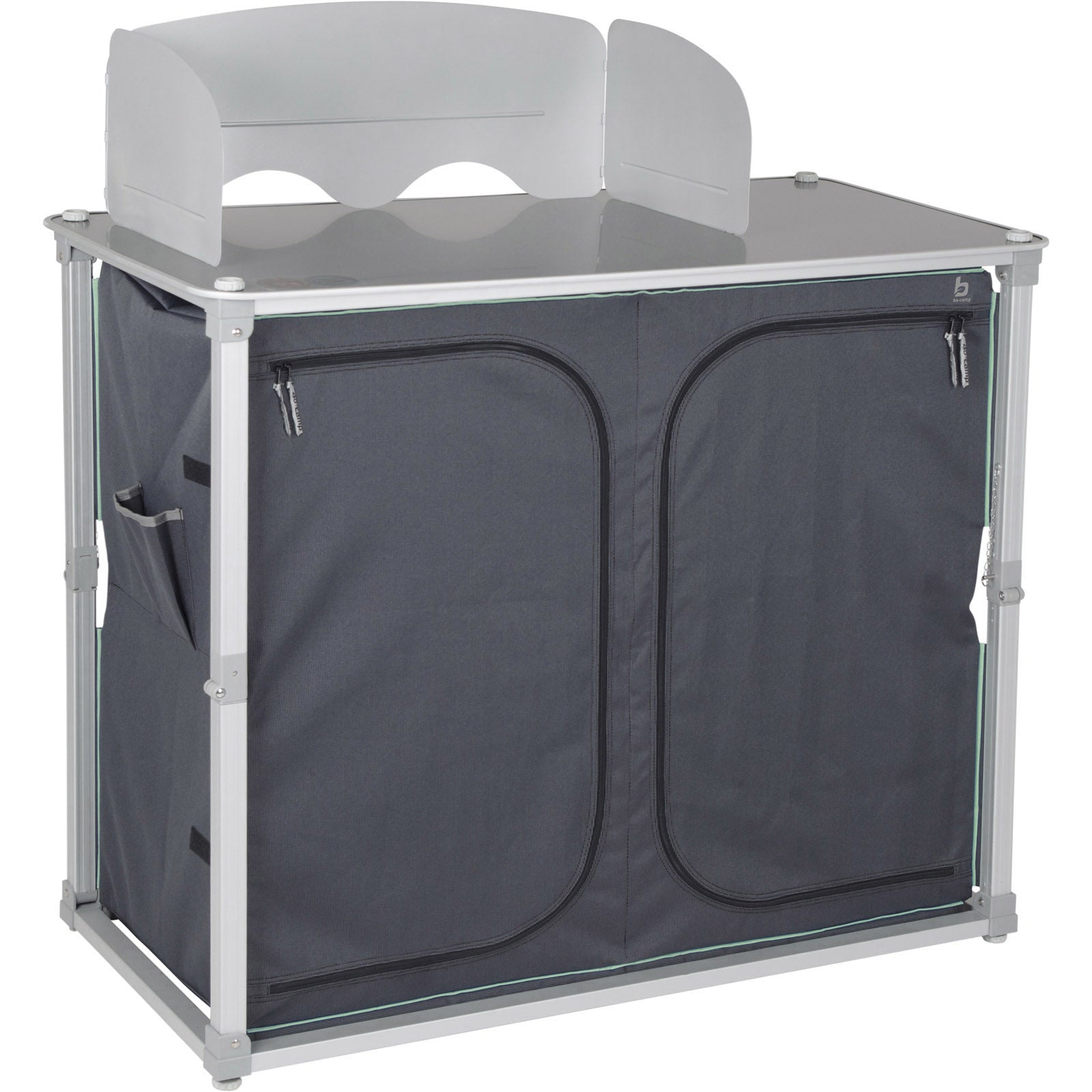 BO-CAMP Quick Up Camping Voyage Cuisine Boîte de Cuisine Tente Armoire Pliante Coupe-Vent Aluminium