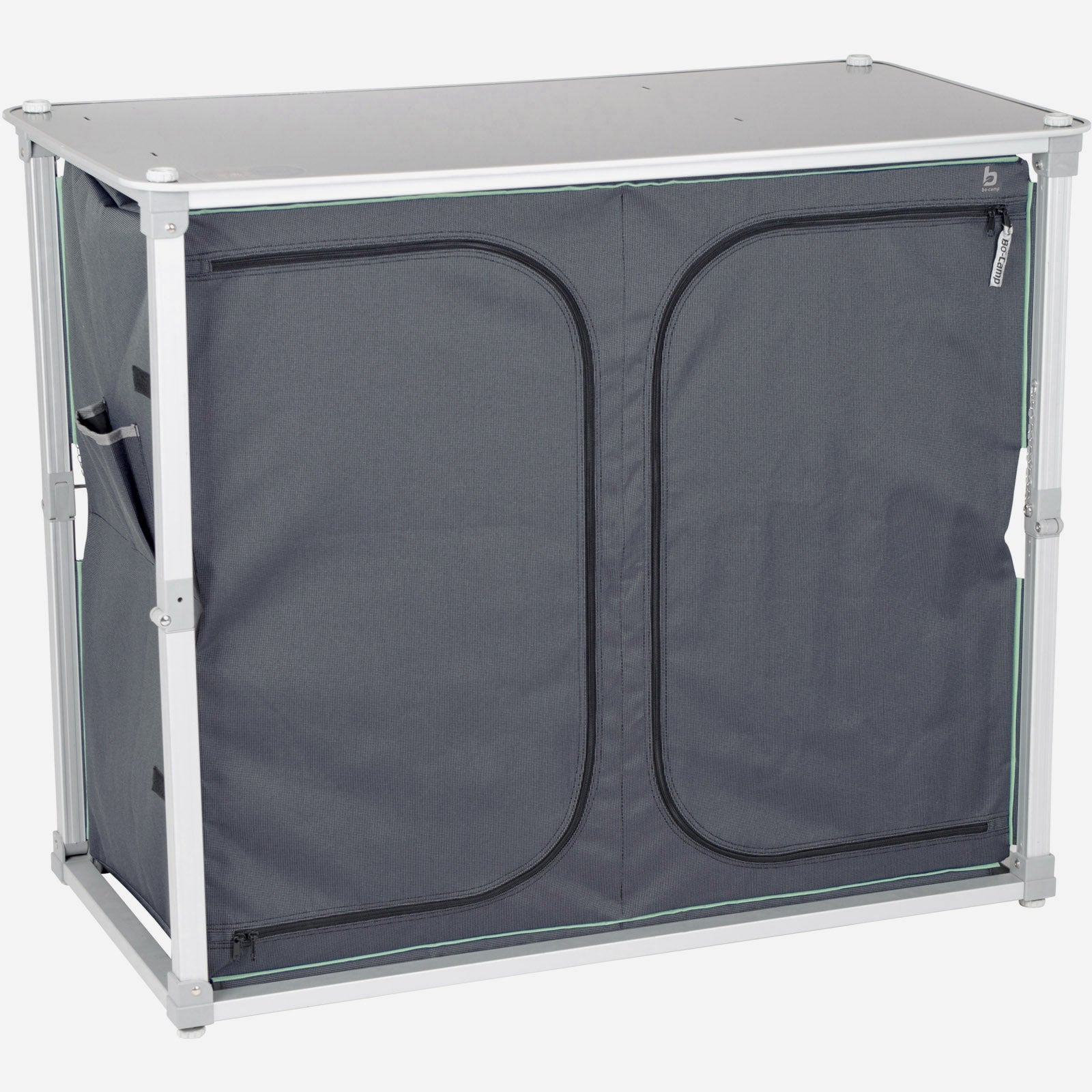 BO-CAMP Quick Up Camping Voyage Cuisine Boîte de Cuisine Tente Armoire Pliante Coupe-Vent Aluminium