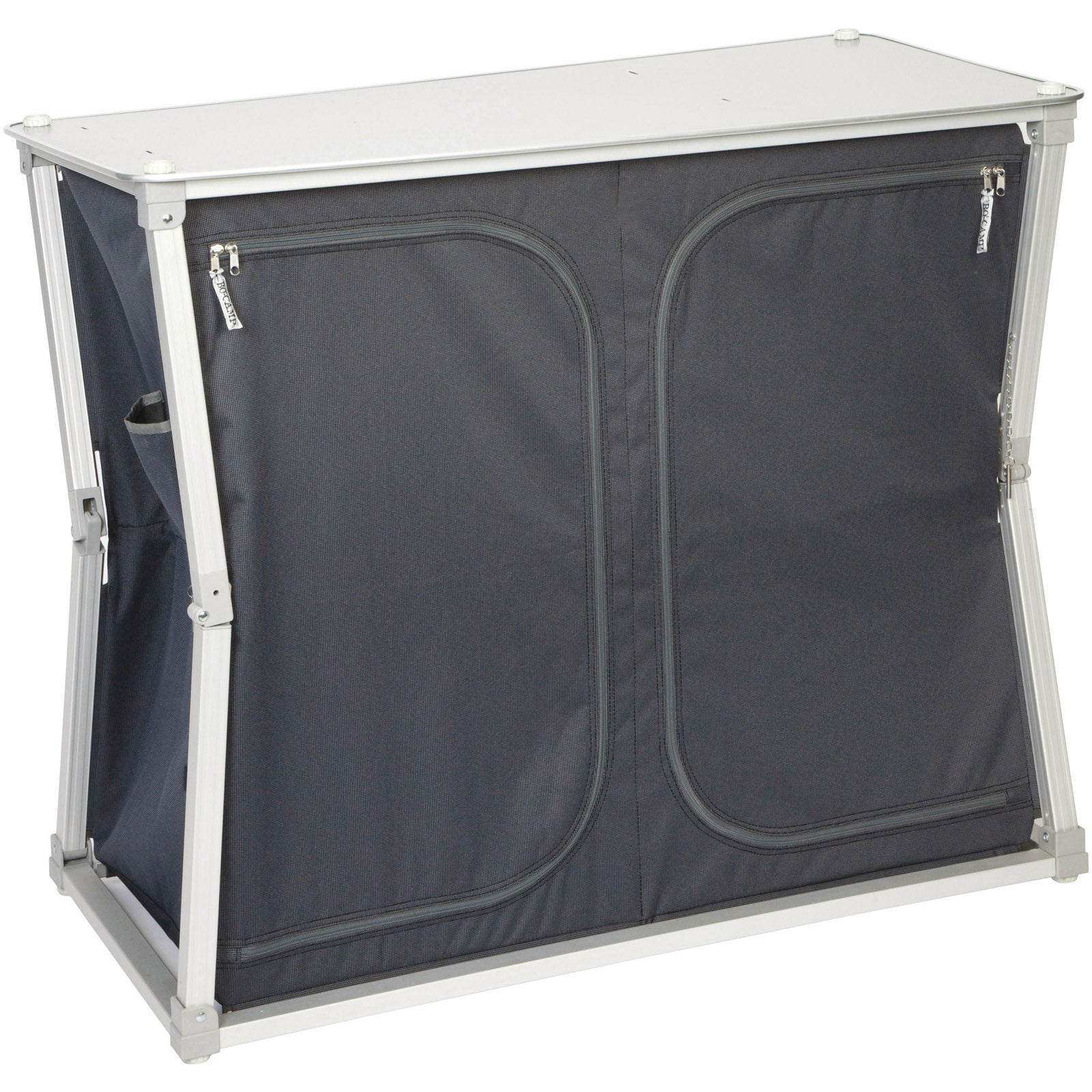BO-CAMP Quick Up Camping Voyage Cuisine Boîte de Cuisine Tente Armoire Pliante Coupe-Vent Aluminium