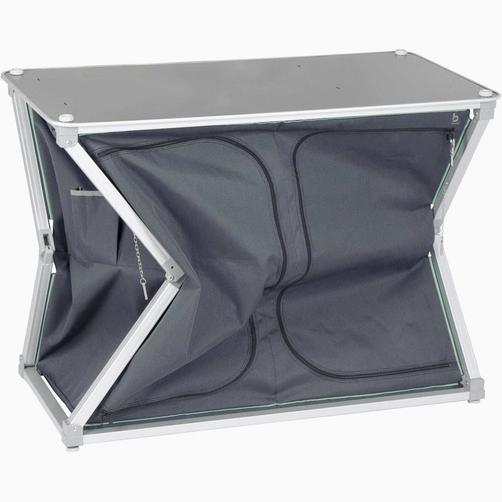 BO-CAMP Quick Up Camping Voyage Cuisine Boîte de Cuisine Tente Armoire Pliante Coupe-Vent Aluminium