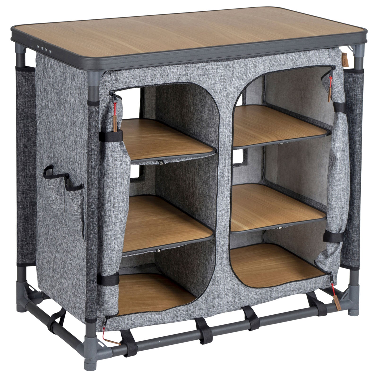 BO-CAMP Camping Kitchen XL Folding Cupboard Fabric Chest of Drawers Caravan Table Large Foldable