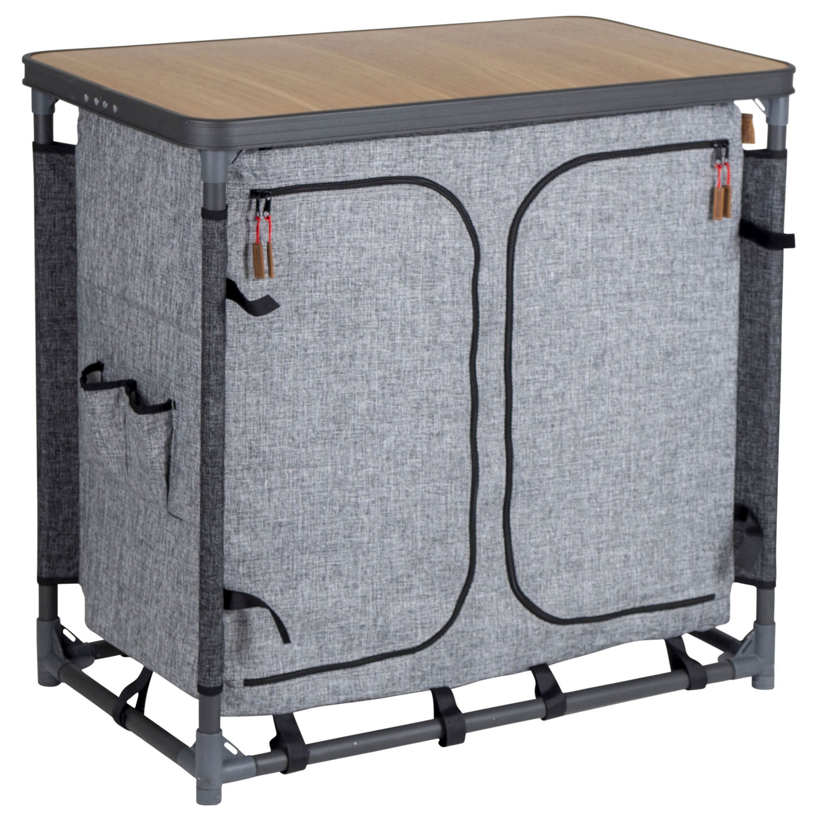 BO-CAMP Camping Kitchen XL Folding Cupboard Fabric Chest of Drawers Caravan Table Large Foldable
