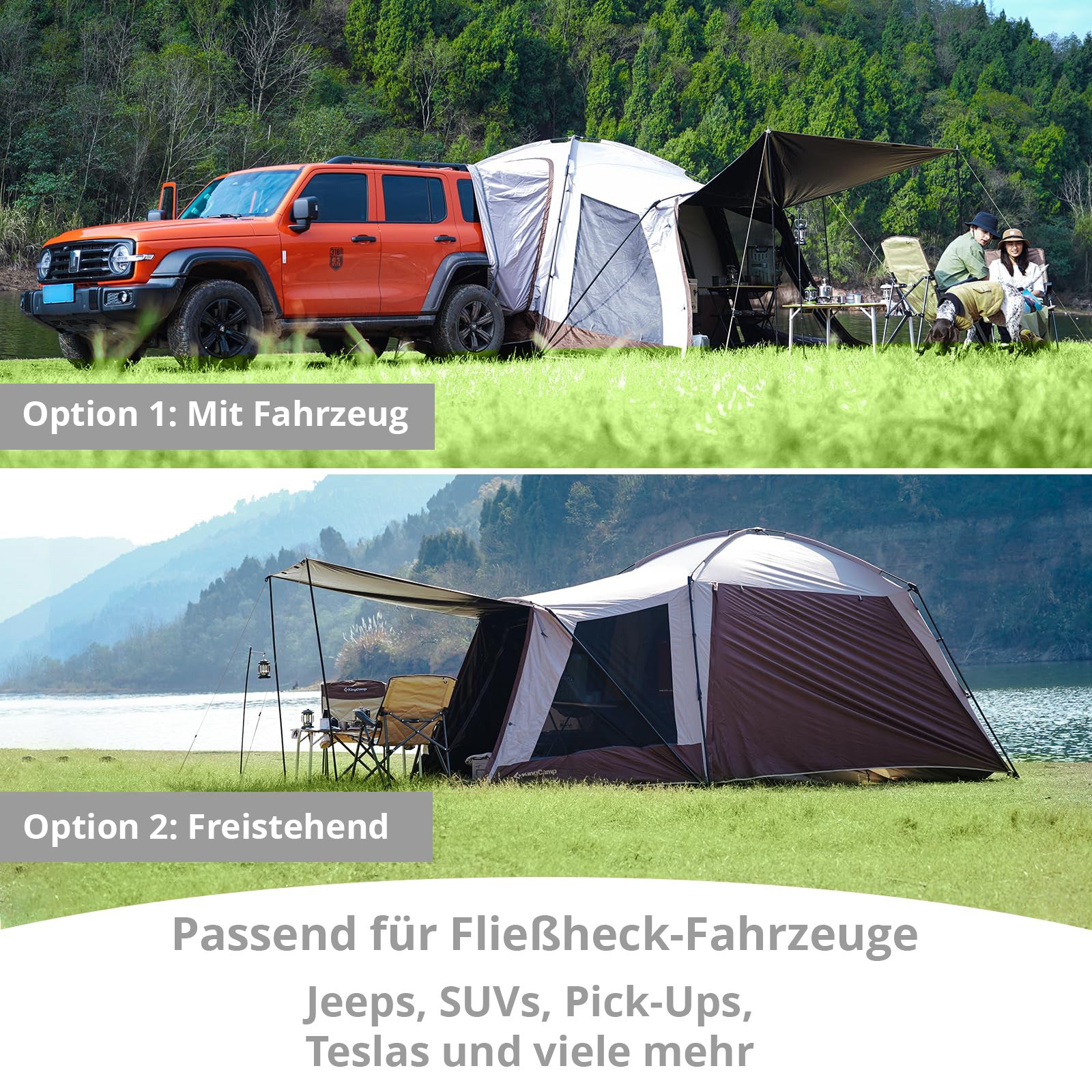 KINGCAMP bus tent rear tent Hawly VW bus awning van family camping tent 3000 mm