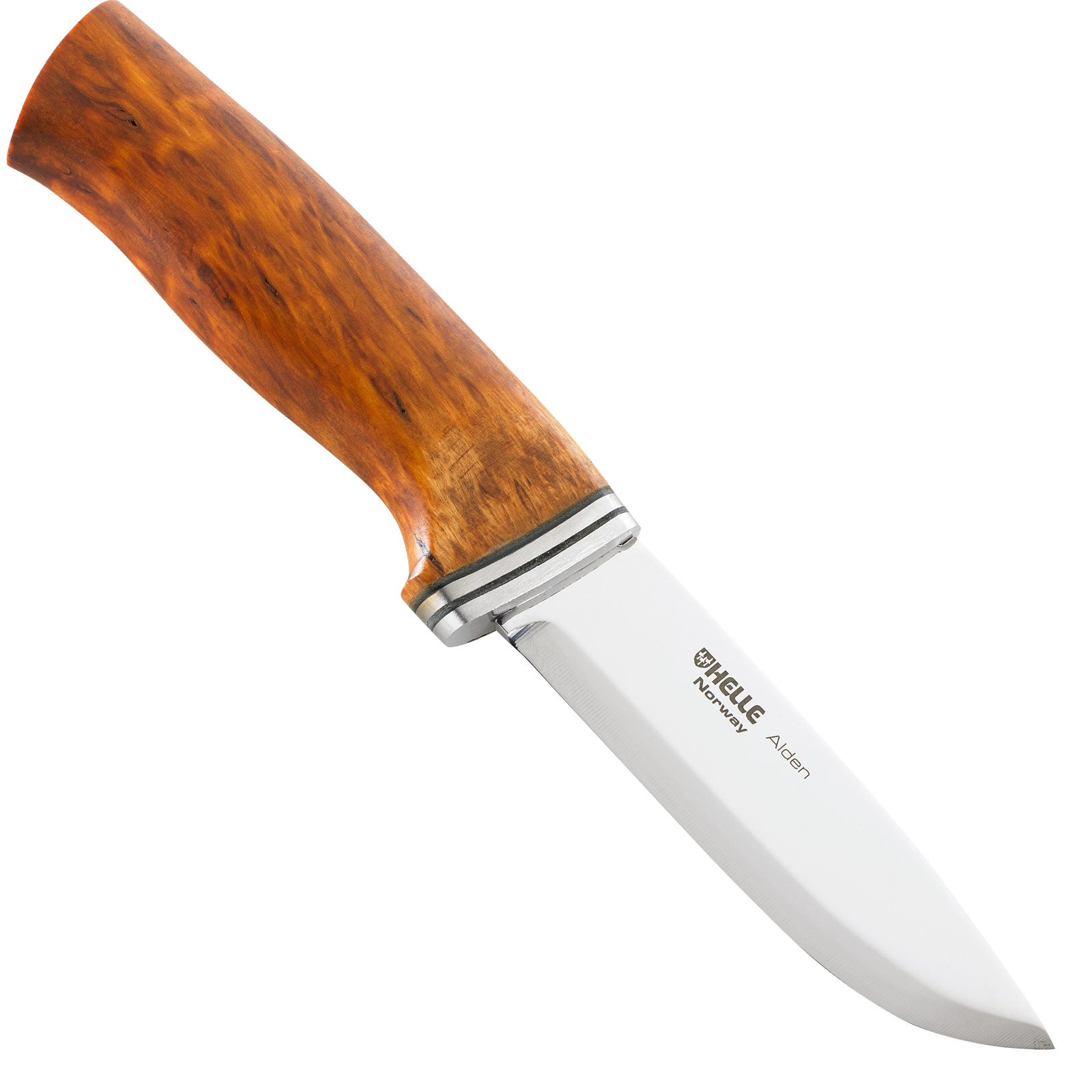HELLE Messer Alden 76 - Gürtelmesser Outdoor Stahl Jagdmesser Scheide Birkenholz