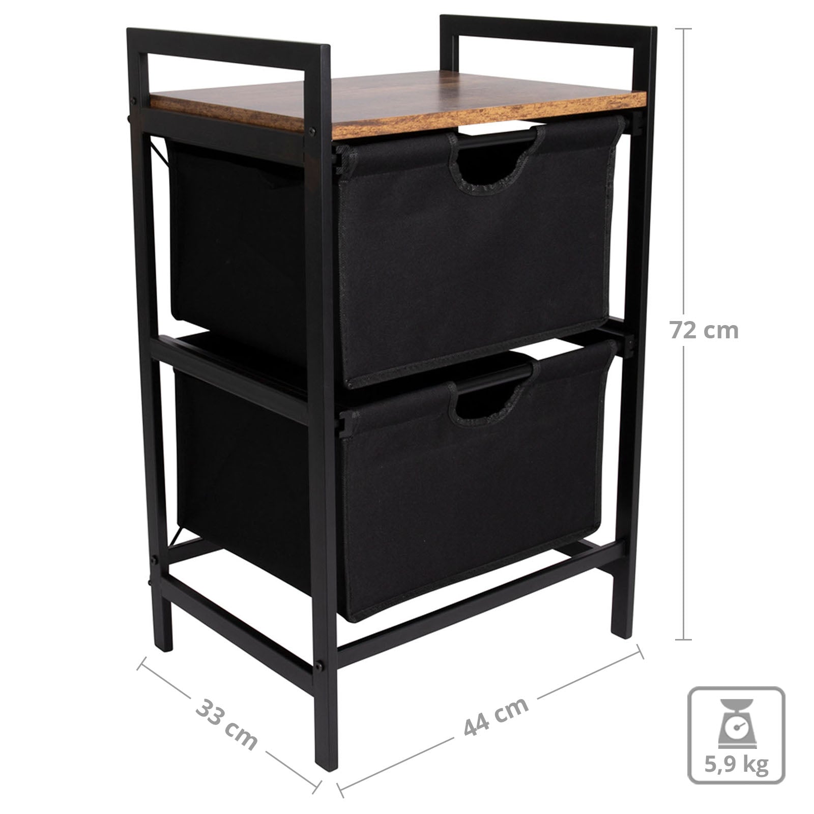 BO-CAMP Industrial Camping Falt Schrank Eldert Stoff Schubladen Tisch Holz Stahl