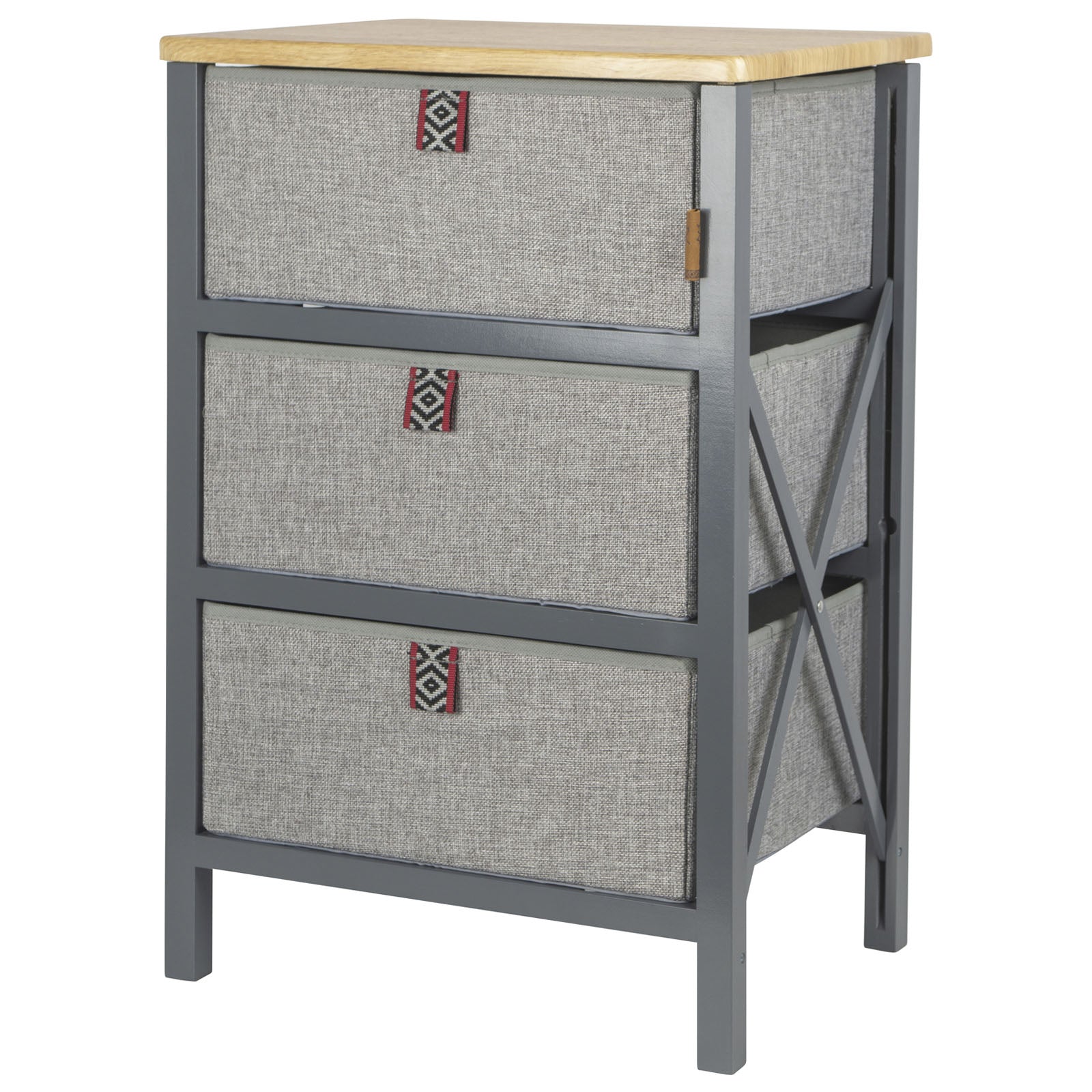BO-CAMP Camping Folding Cupboard Hamlets Fabric Chest of Drawers Kitchen 3 Drawers Wooden Table