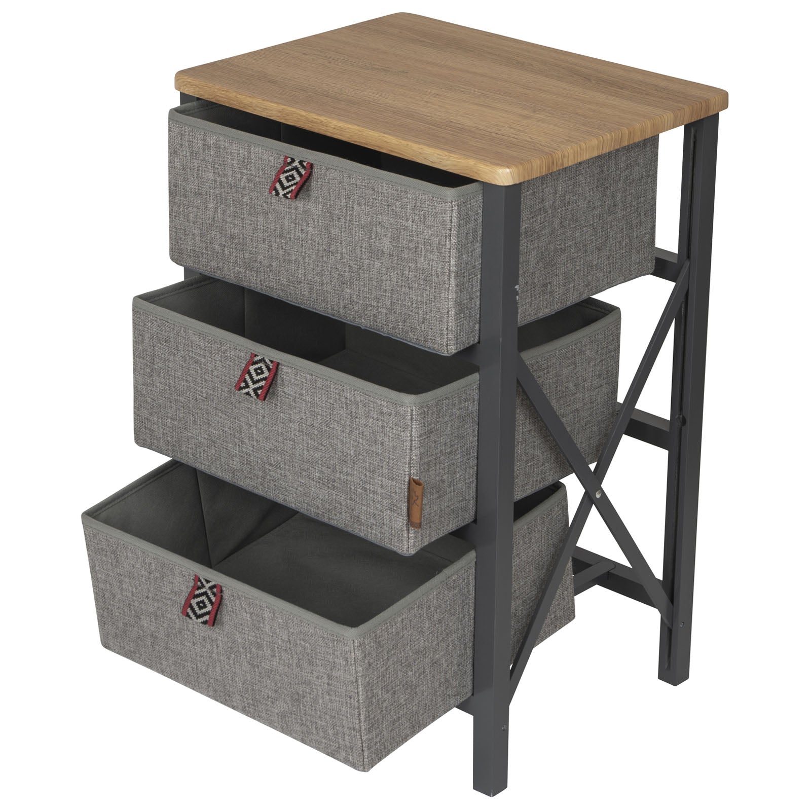 BO-CAMP Camping Folding Cupboard Hamlets Fabric Chest of Drawers Kitchen 3 Drawers Wooden Table