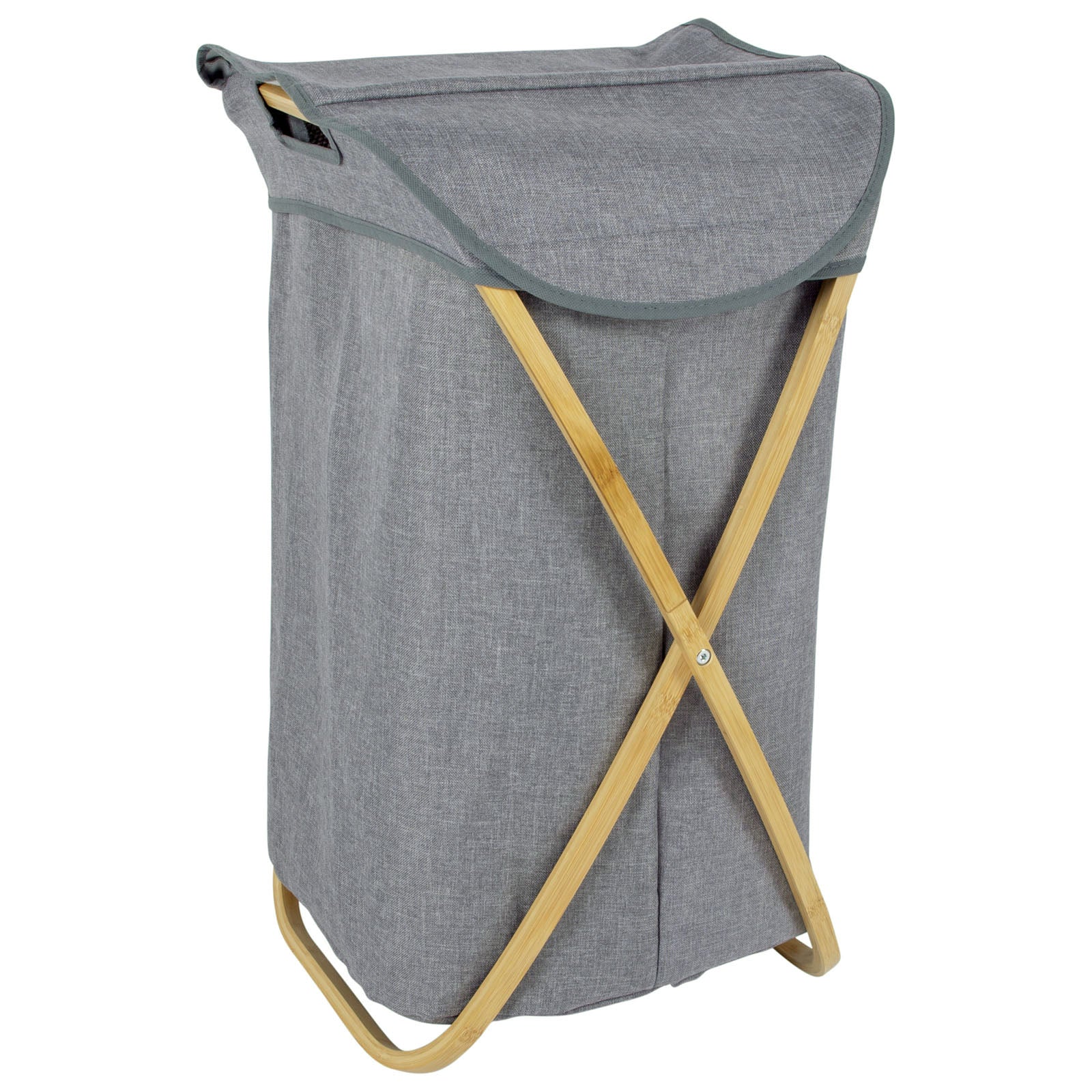 BO-CAMP Camping Wäschekorb Rainham Wäsche Truhe Box Deckel Sammler Bambus Holz