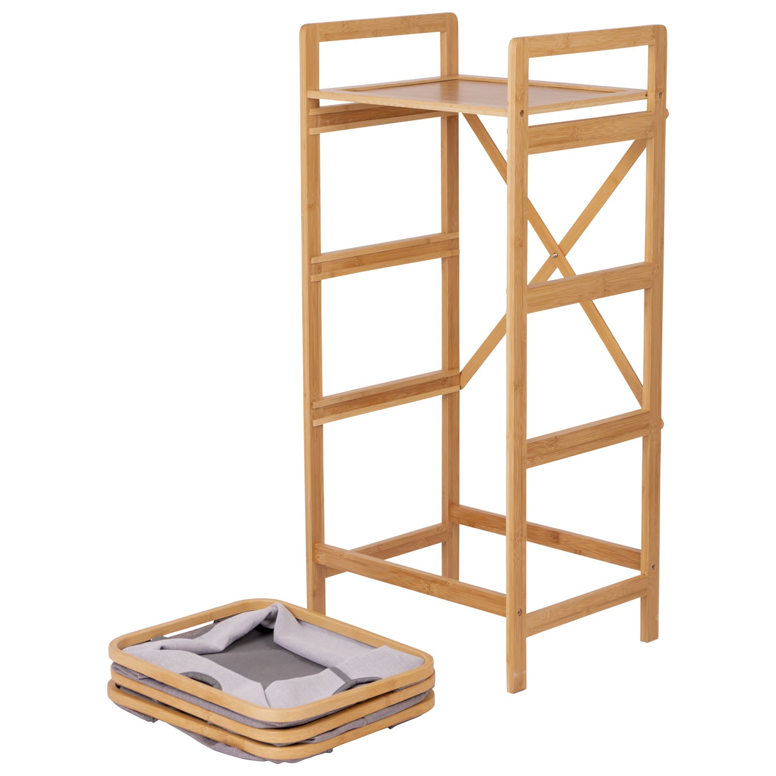 BO-CAMP Folding Wardrobe Selsdon Camping Clothes Shelf Drawers Furniture Bamboo Wood