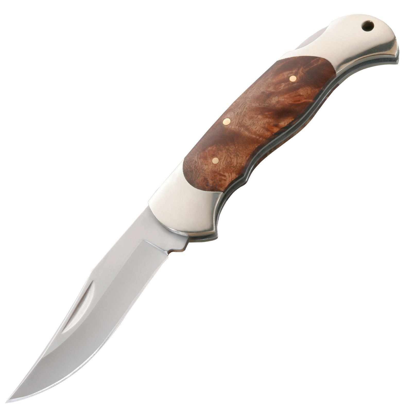 Couteau de poche HERBERTZ, couteau à une main, couteau pliant d'extérieur, acier, bois de racine, argent