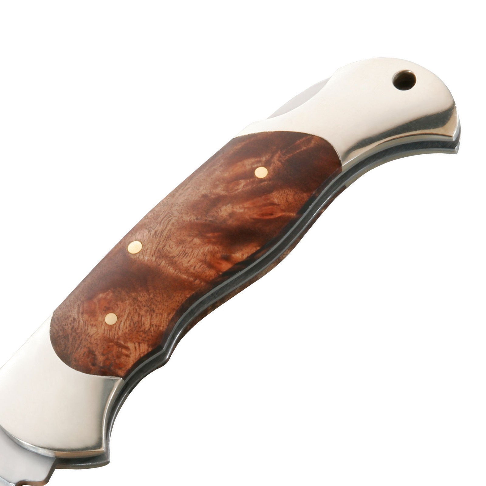 Couteau de poche HERBERTZ, couteau à une main, couteau pliant d'extérieur, acier, bois de racine, argent