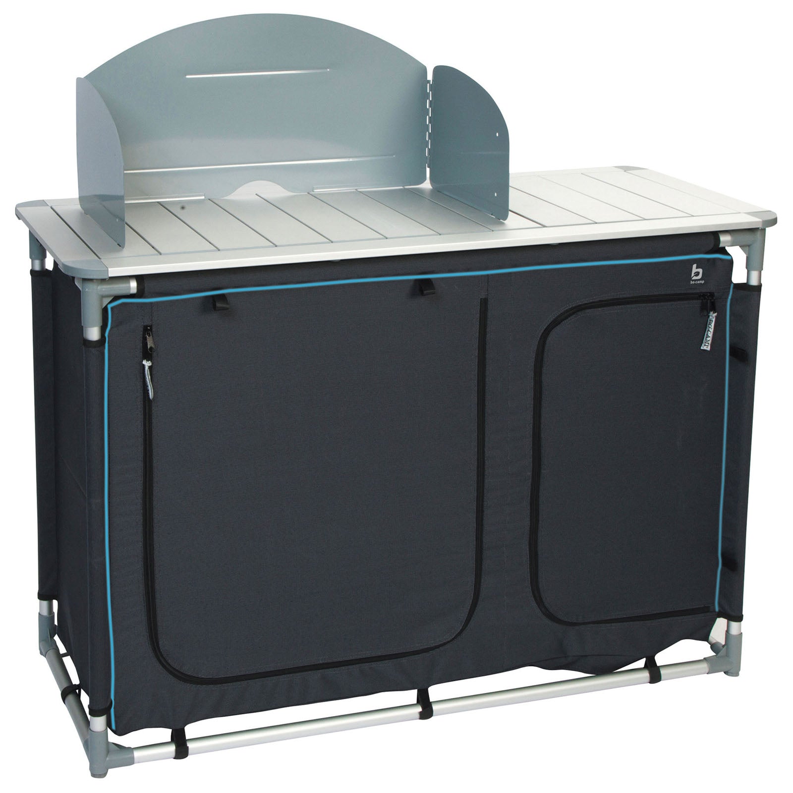 BO-CAMP Camping Voyage Cuisine Boîte de Cuisine Armoire Pliante Coupe-Vent Évier Aluminium