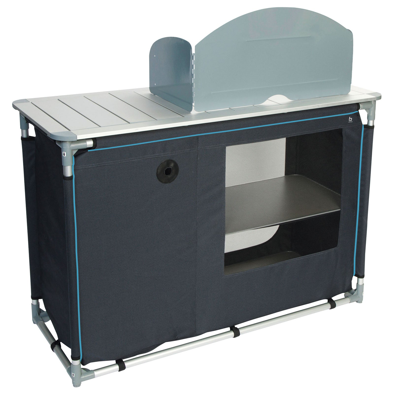 BO-CAMP Camping Voyage Cuisine Boîte de Cuisine Armoire Pliante Coupe-Vent Évier Aluminium