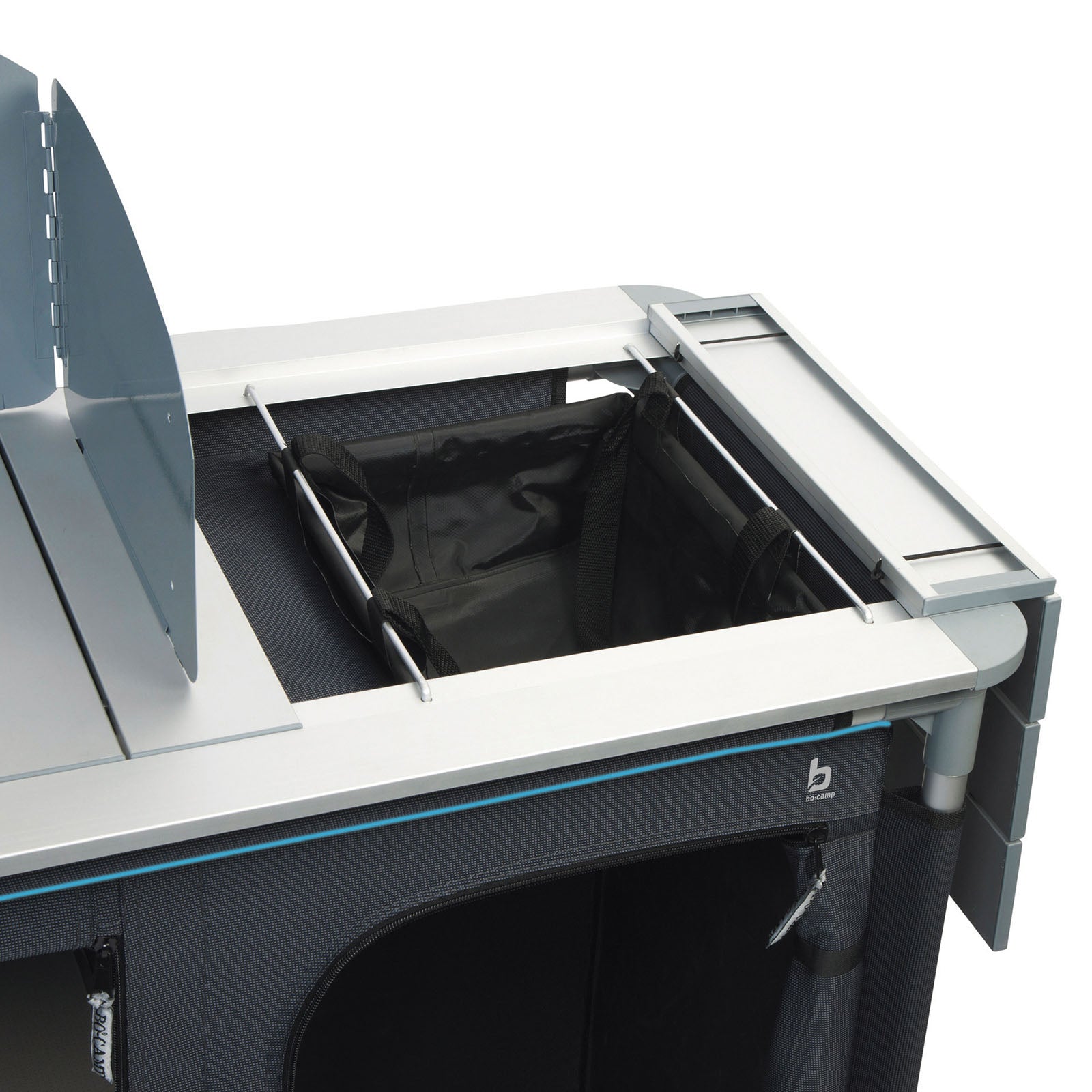 BO-CAMP Camping Voyage Cuisine Boîte de Cuisine Armoire Pliante Coupe-Vent Évier Aluminium