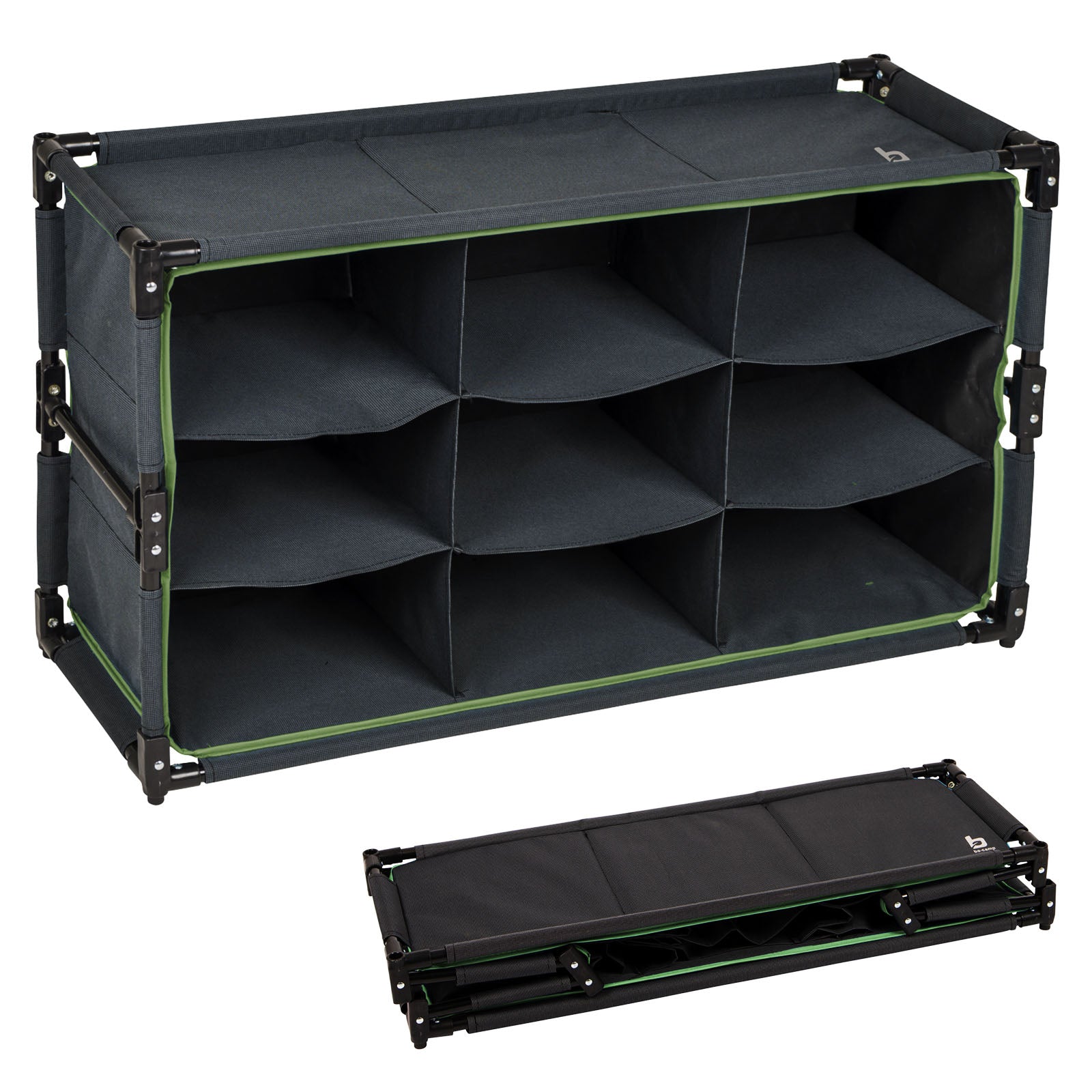 BO-CAMP Faltschrank Camping Schrank Regal Zelt Organizer Garderobe 9Fächer Stahl