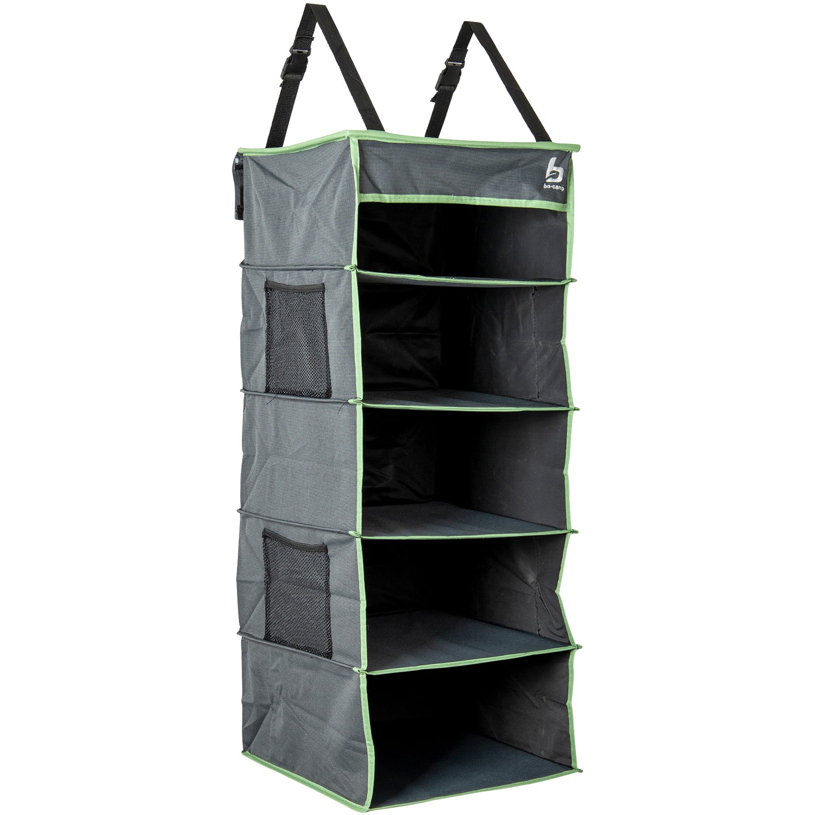 BO-CAMP Hanging Shelf 5 Compartments Organizer Front Tent Shelf Camping Hanging Storage