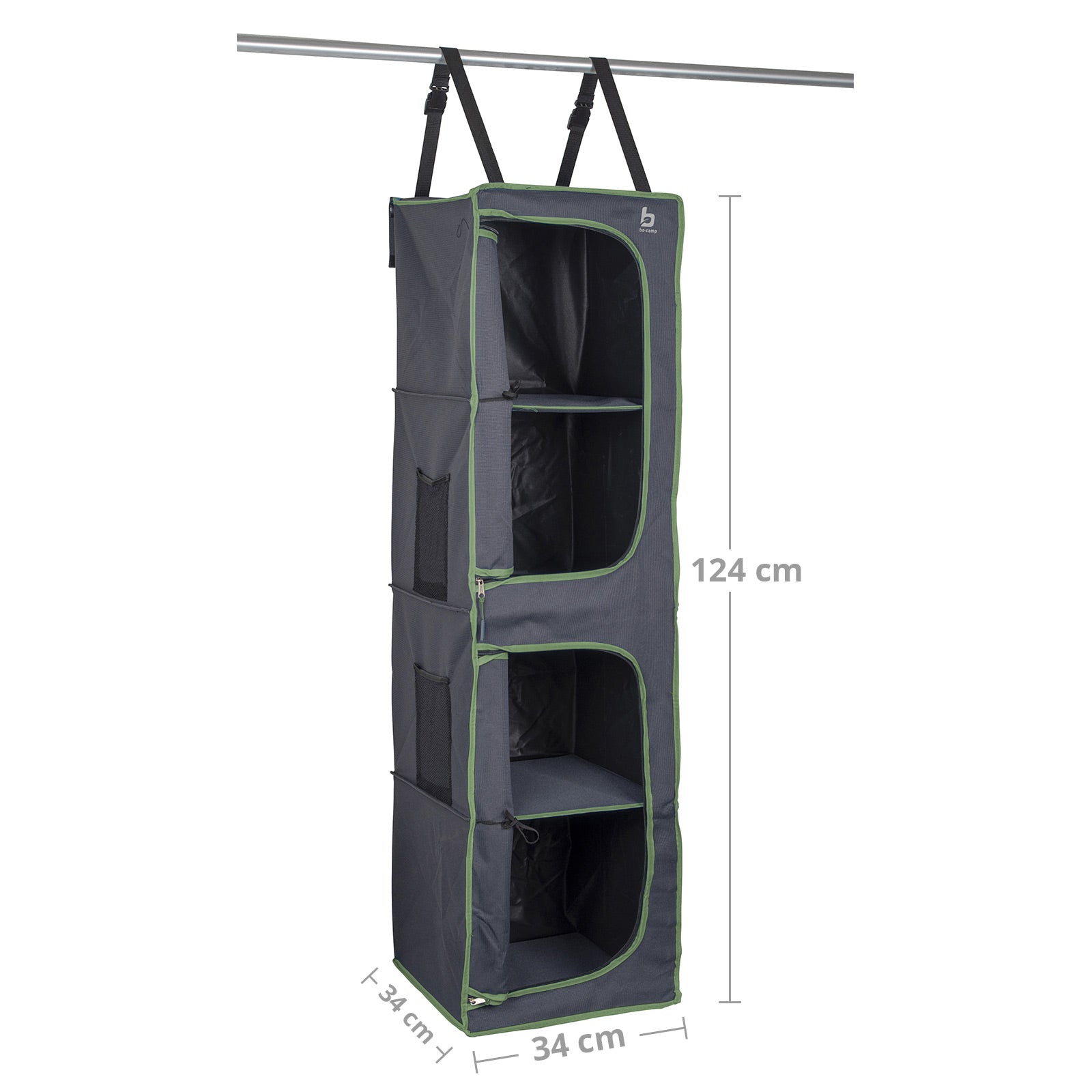 BO-CAMP Hanging Shelf 4-Compartment Organizer in Front of Tent Door Shelf Camping Hanging Storage