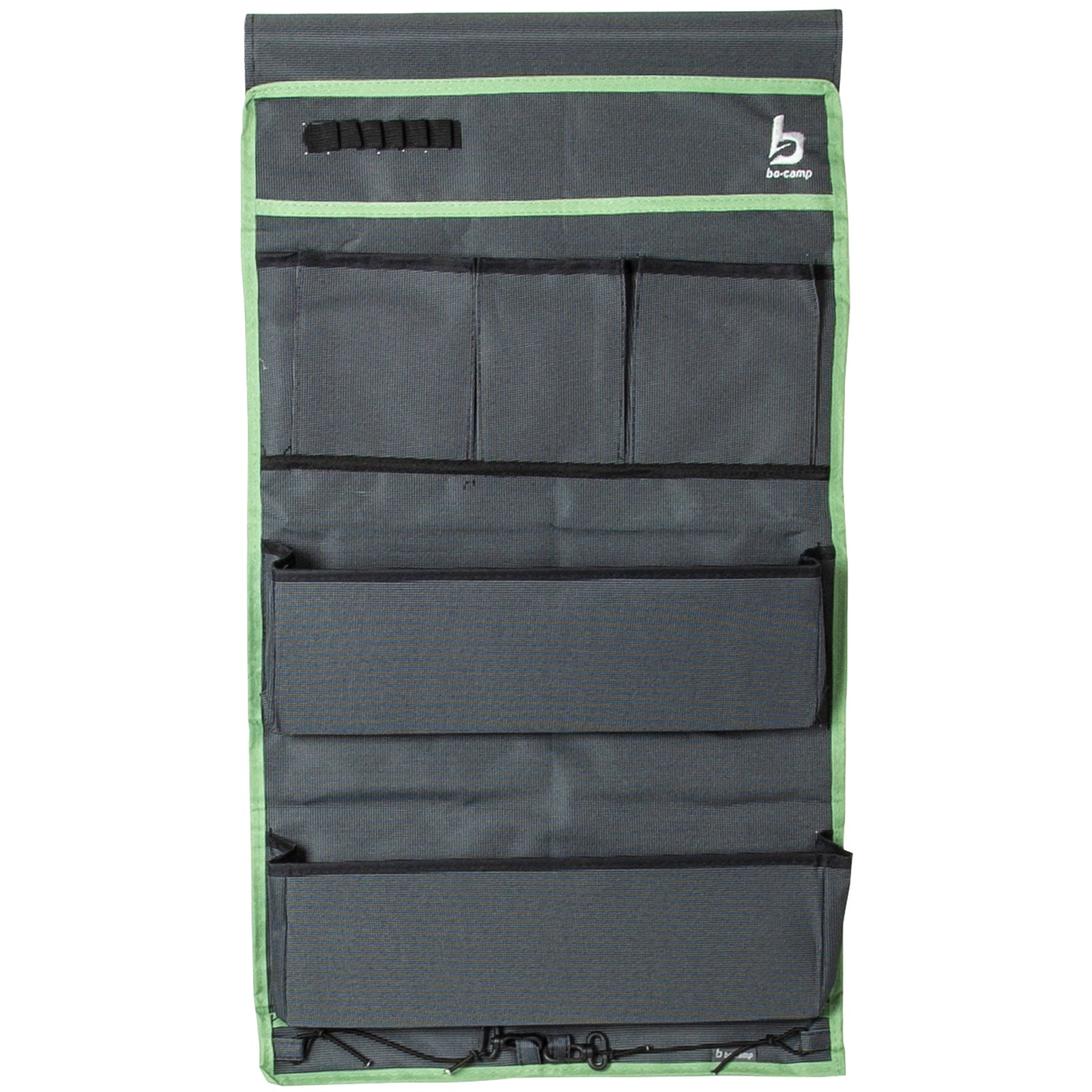 BO-CAMP Hanging Shelf 6 Compartment Organizer In Front of Tent Door Shelf Camping Hanging Storage