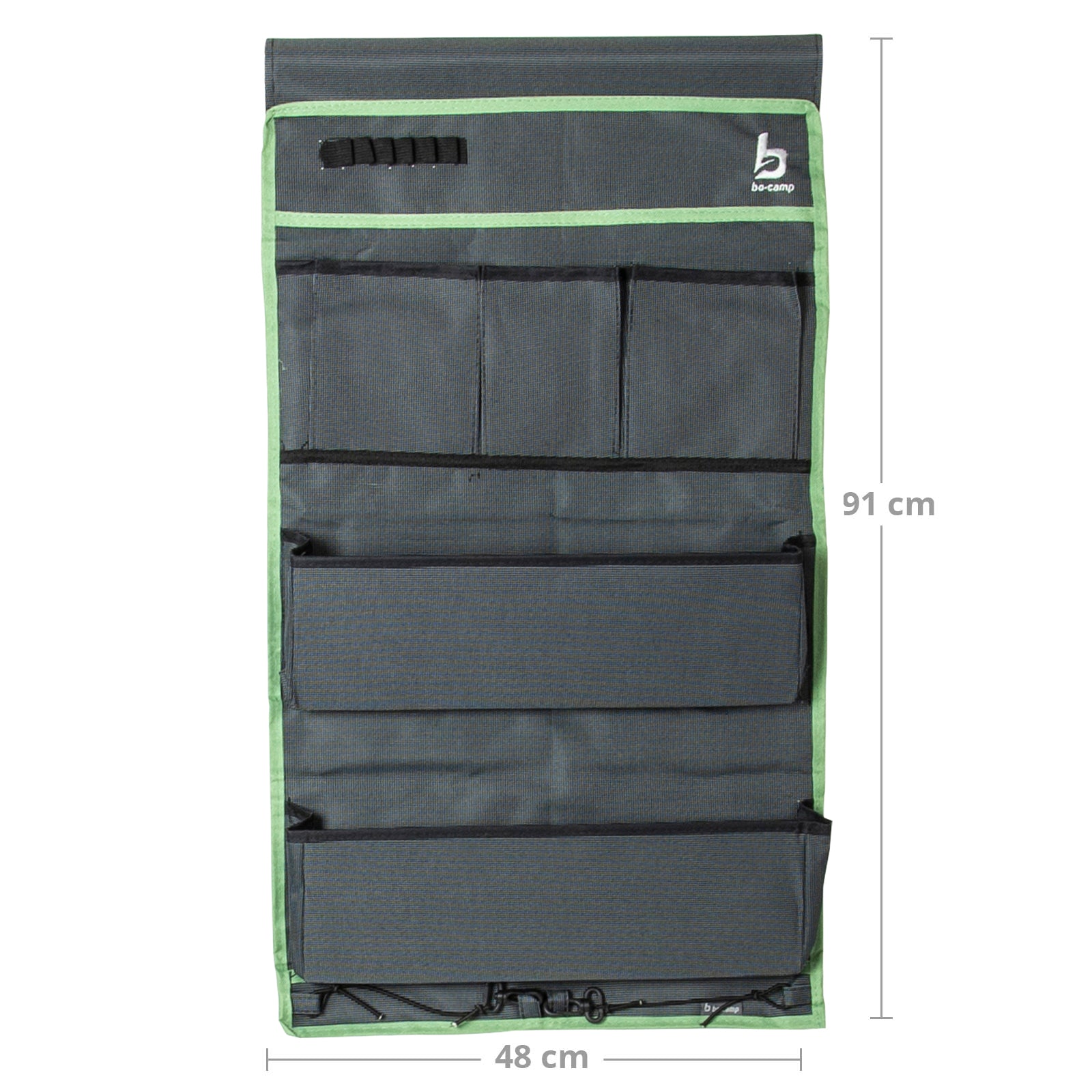 BO-CAMP Hanging Shelf 6 Compartment Organizer In Front of Tent Door Shelf Camping Hanging Storage