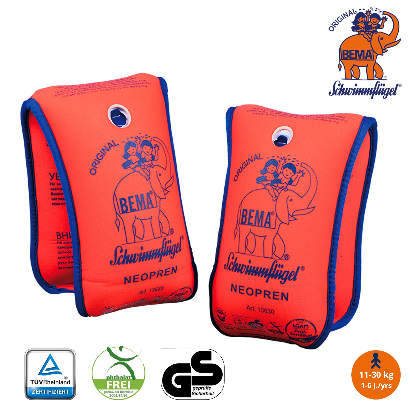 Brassards de natation pour enfants BEMA® - Brassards de natation à double chambre - Aide à la natation pour bébés certifiés TÜV