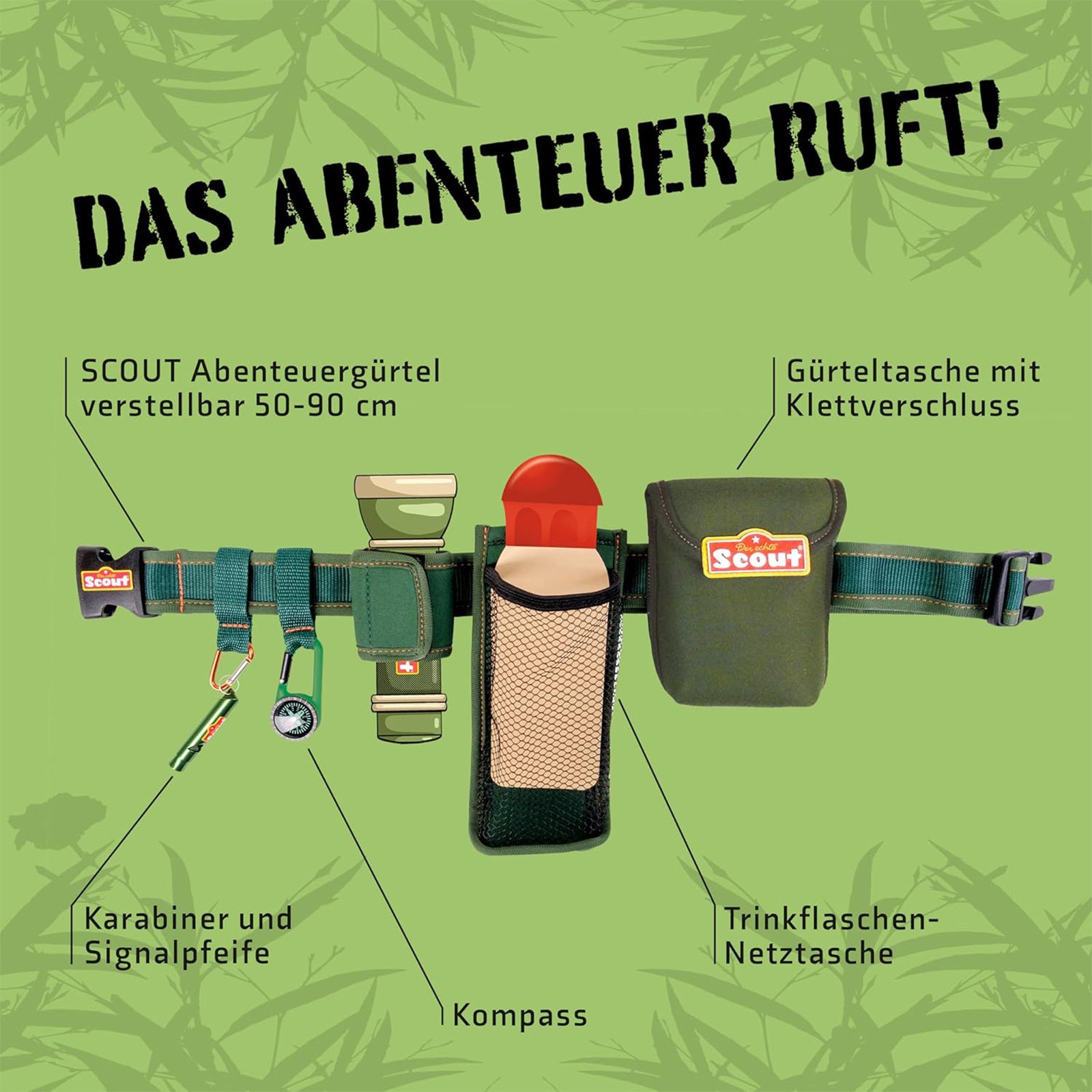 Ceinture d'aventure pour enfants SCOUT pour couteaux de poche, couteaux à découper, lampe de poche, emballage d'origine !