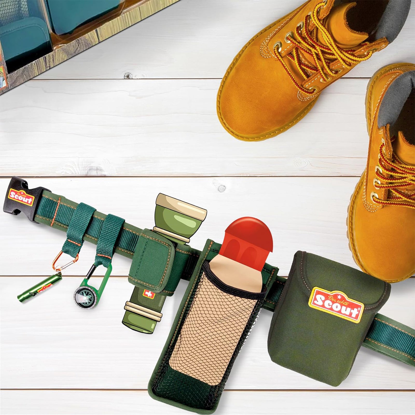 Ceinture d'aventure pour enfants SCOUT pour couteaux de poche, couteaux à découper, lampe de poche, emballage d'origine !