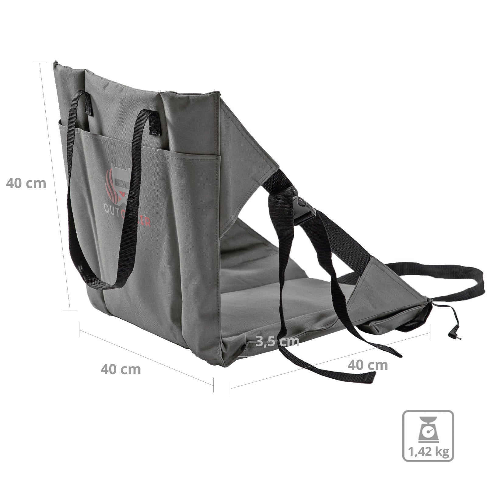 Coussin chauffant de siège thermique OUTCHAIR BackUp pour la chasse, la pêche, le stade, avec batterie chauffante