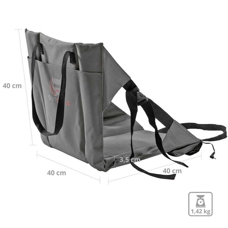 OUTCHAIR BackUp Thermo Seat Heating Pad Hunting Fishing Stadium Cushion Heatable Battery