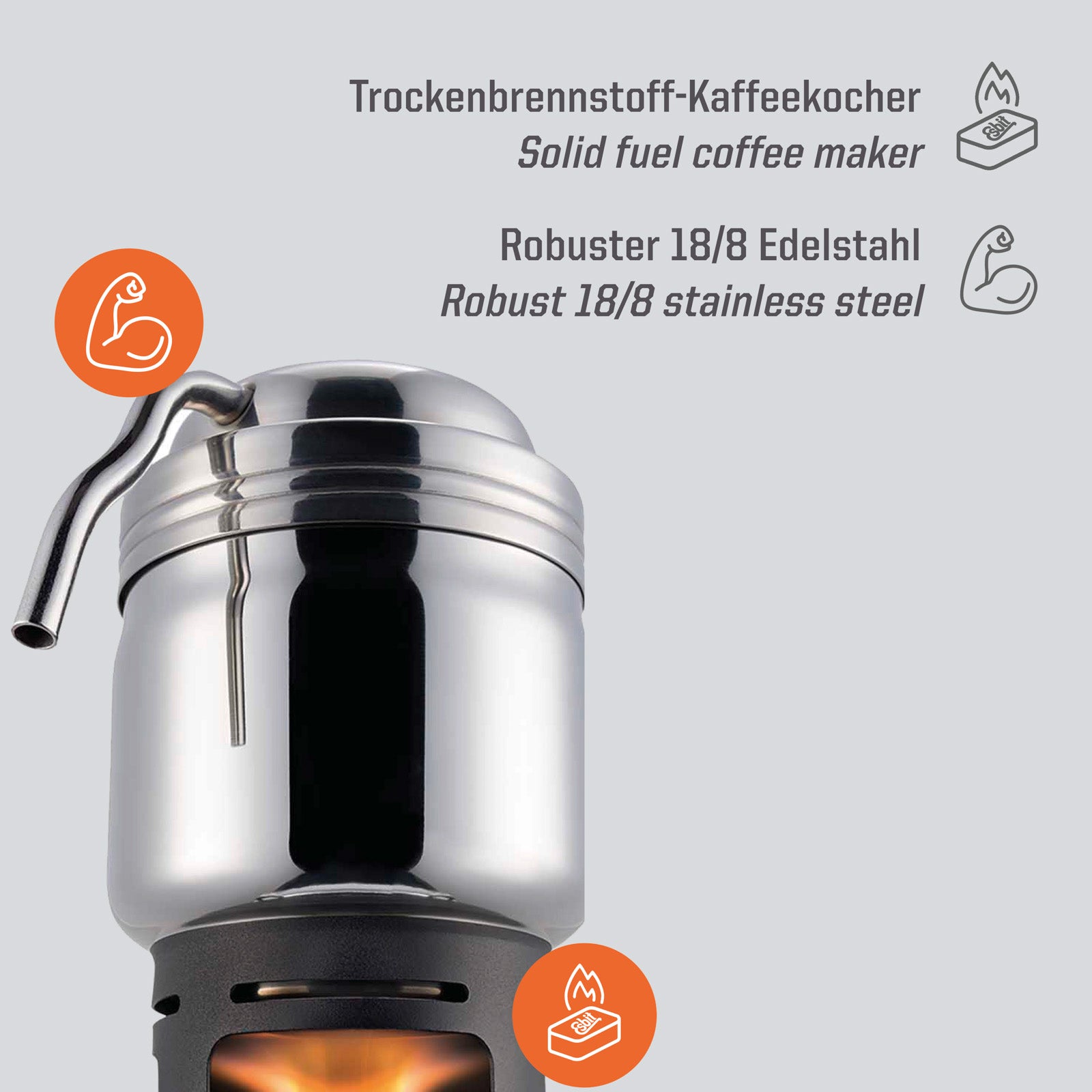 ESBIT Camping Coffee Maker Solid Fuel Cooking Set Mini Cooker Stainless Steel 200ml